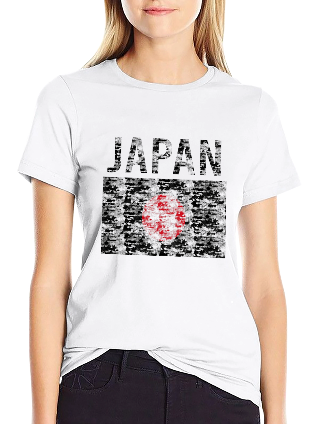 Japan Flag Graphic T-Shirt - Black Crew Neck Tee