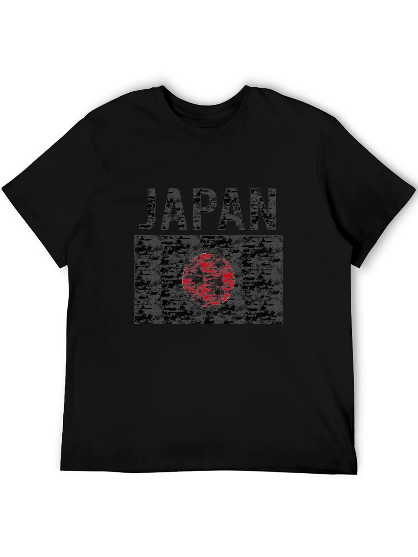 Japan Flag Graphic T-Shirt - Black Crew Neck Tee