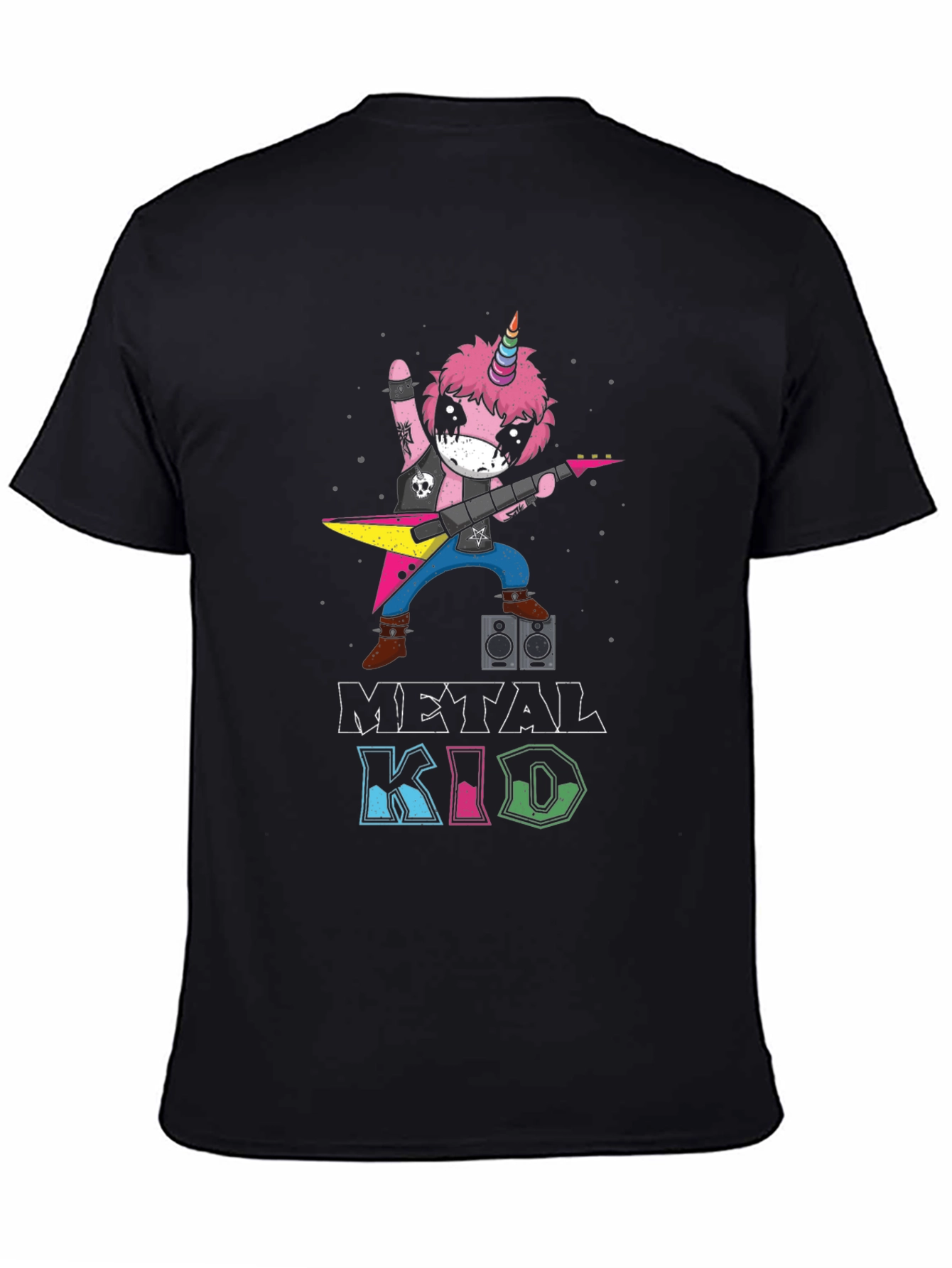 Metal Kid Unicorn Rocker Black T-Shirt