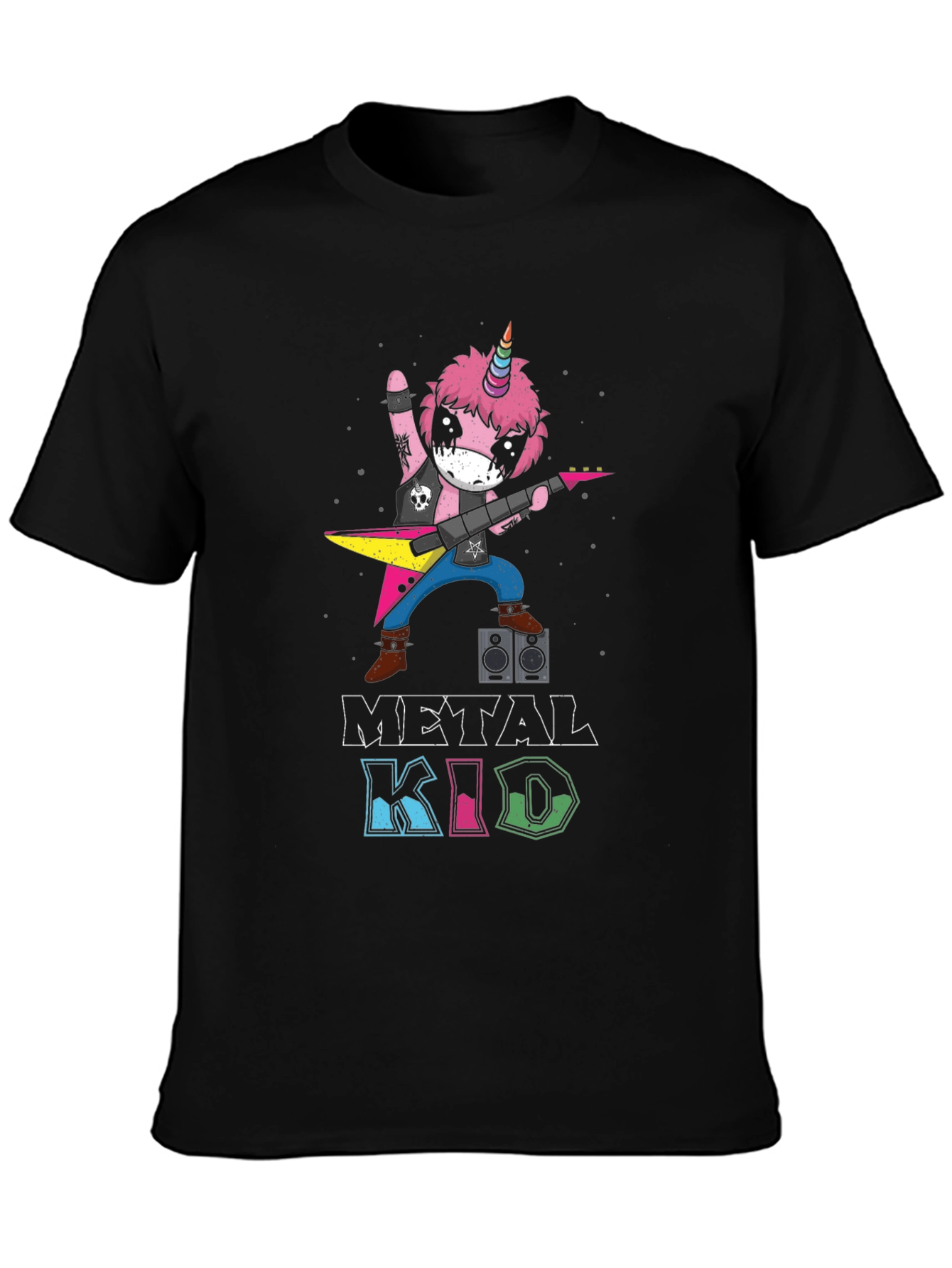 Metal Kid Unicorn Rocker Black T-Shirt