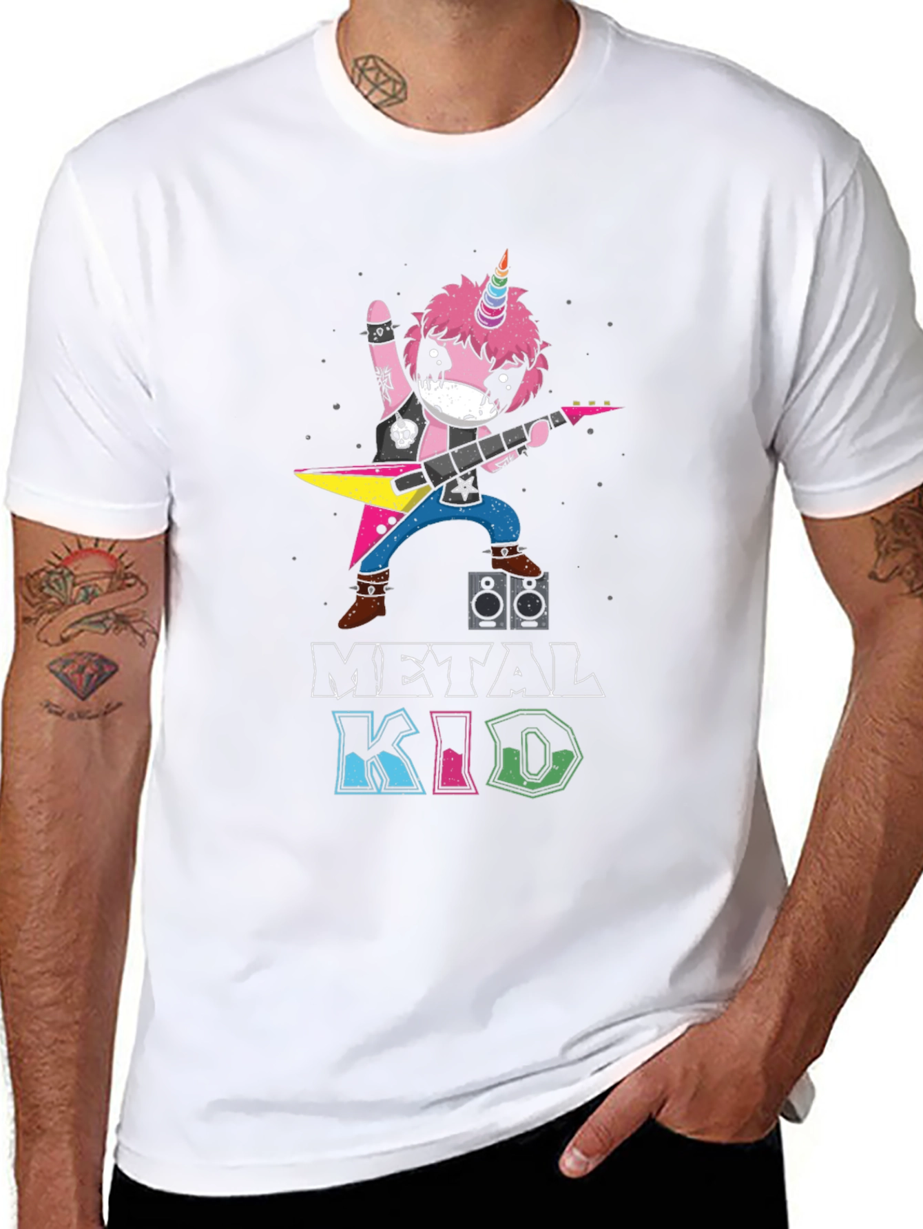 Metal Kid Unicorn Rocker Black T-Shirt