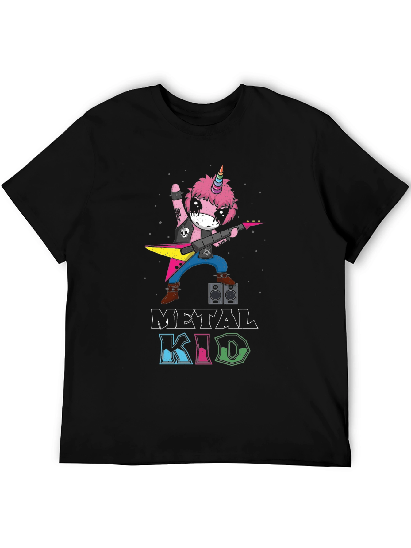 Metal Kid Unicorn Rocker Black T-Shirt