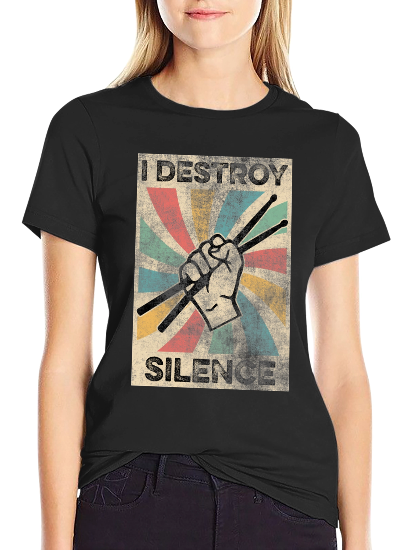 I Destroy Silence Drummer T-Shirt - Black
