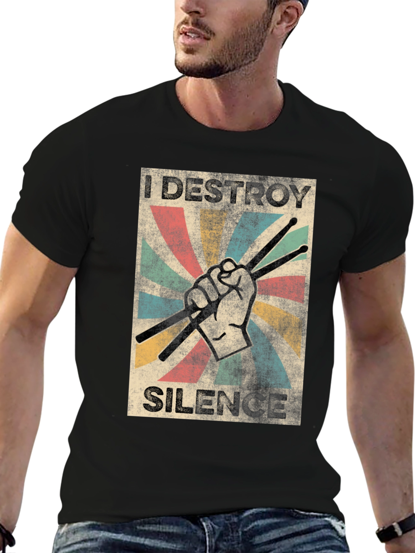 I Destroy Silence Drummer T-Shirt - Black