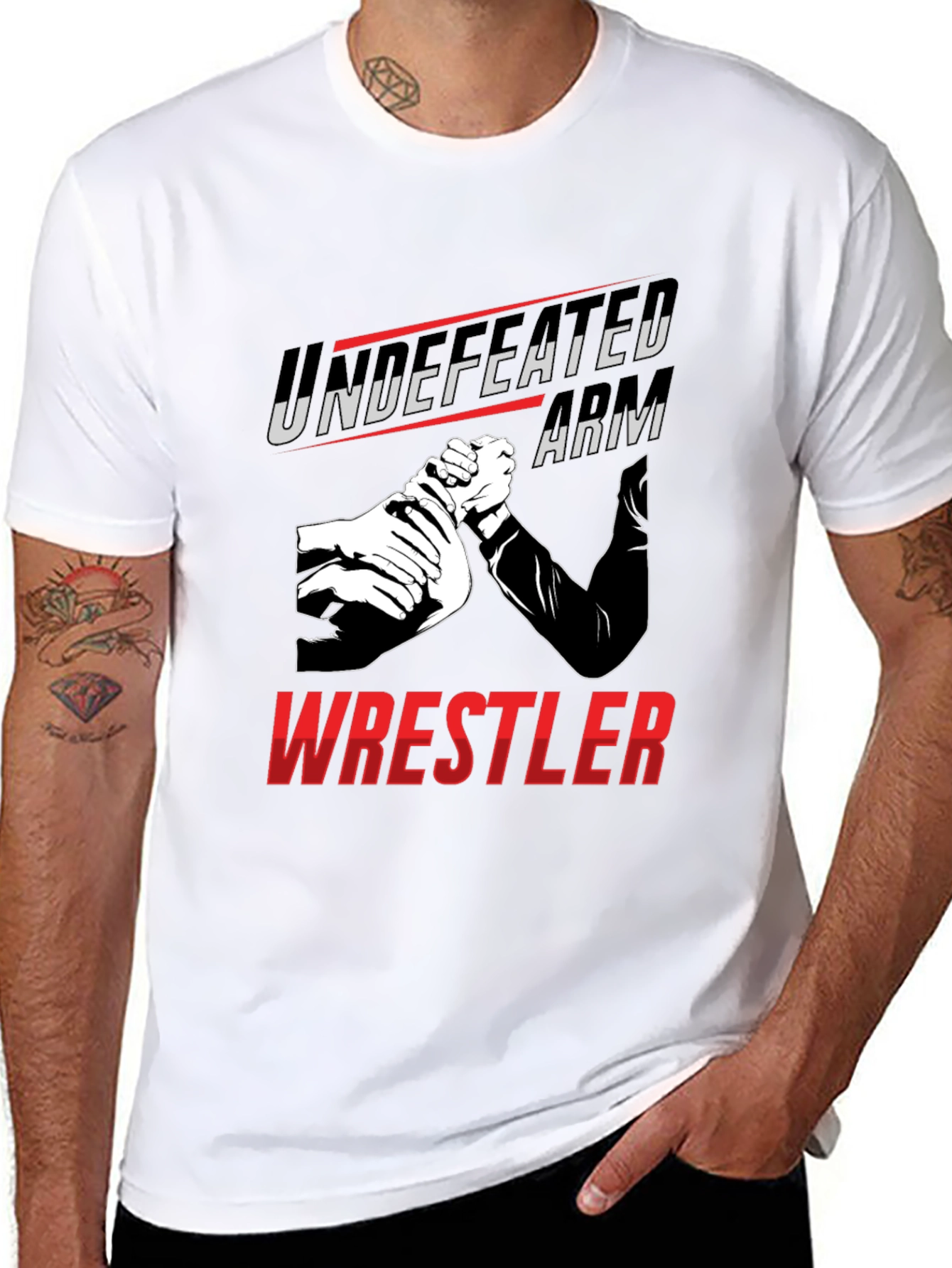 Undefeated Arm Wrestler Graphic Tee - Black