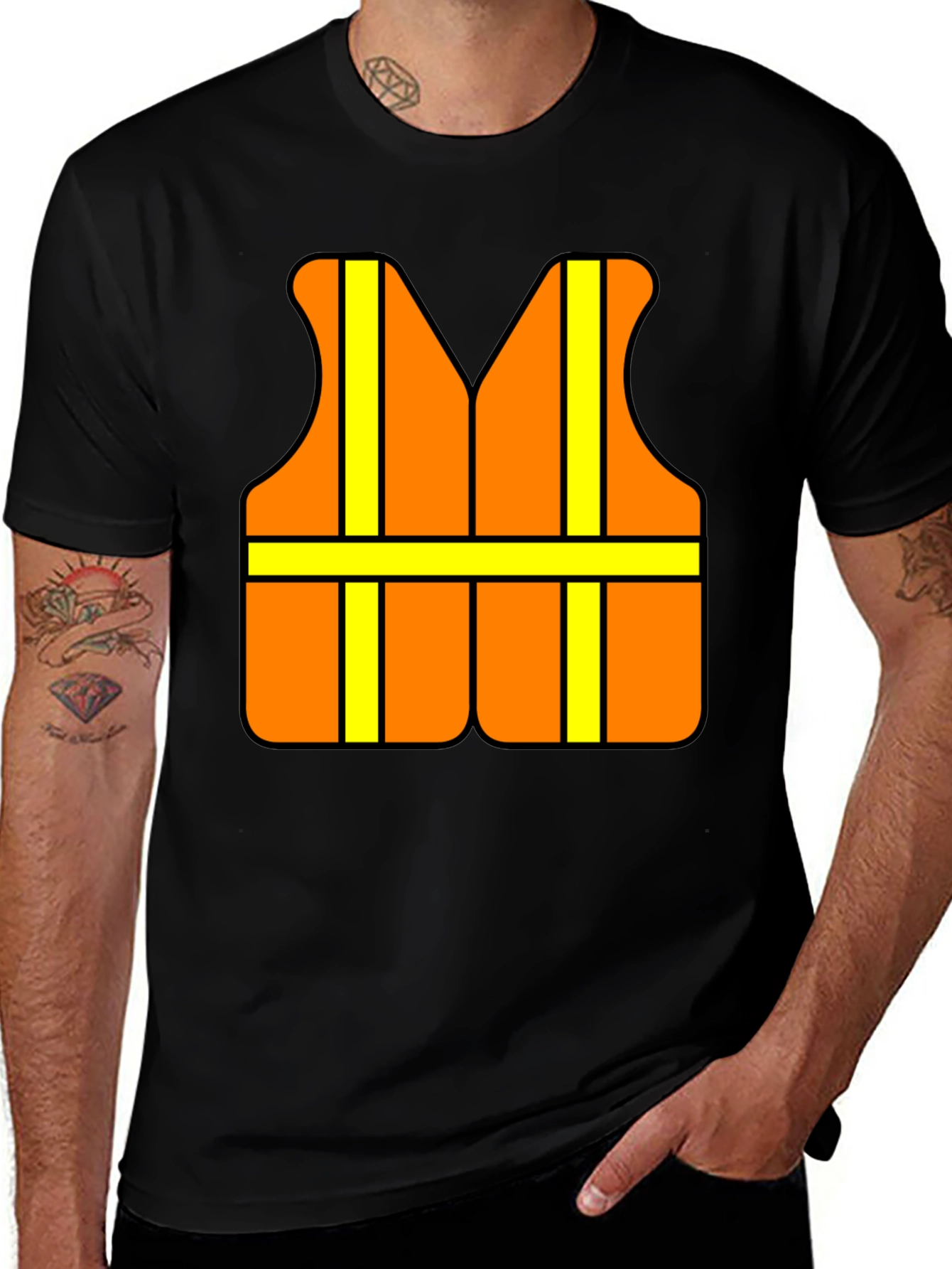 Funny Construction Worker Safety Vest Graphic T-Shirt