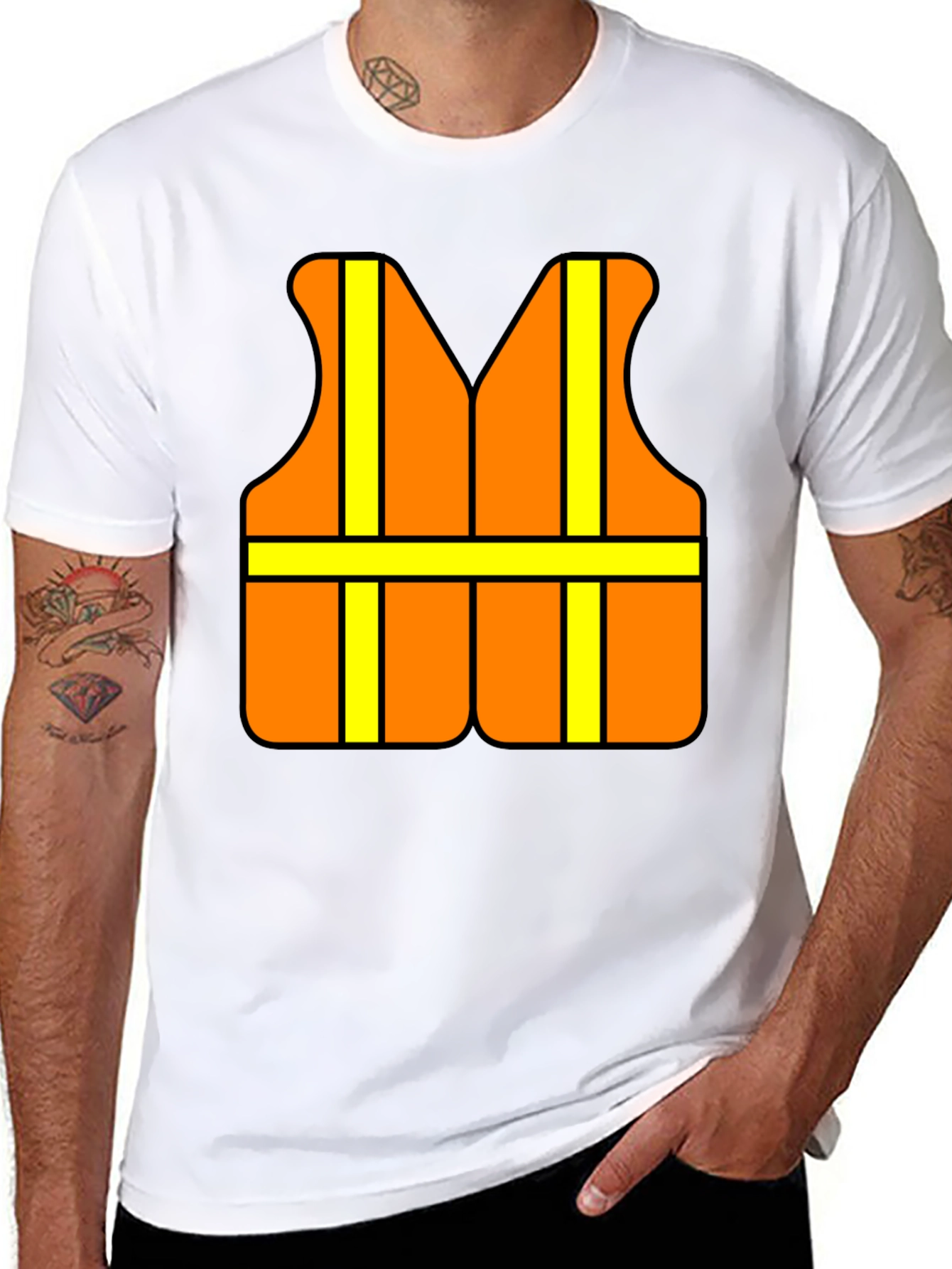 Funny Construction Worker Safety Vest Graphic T-Shirt