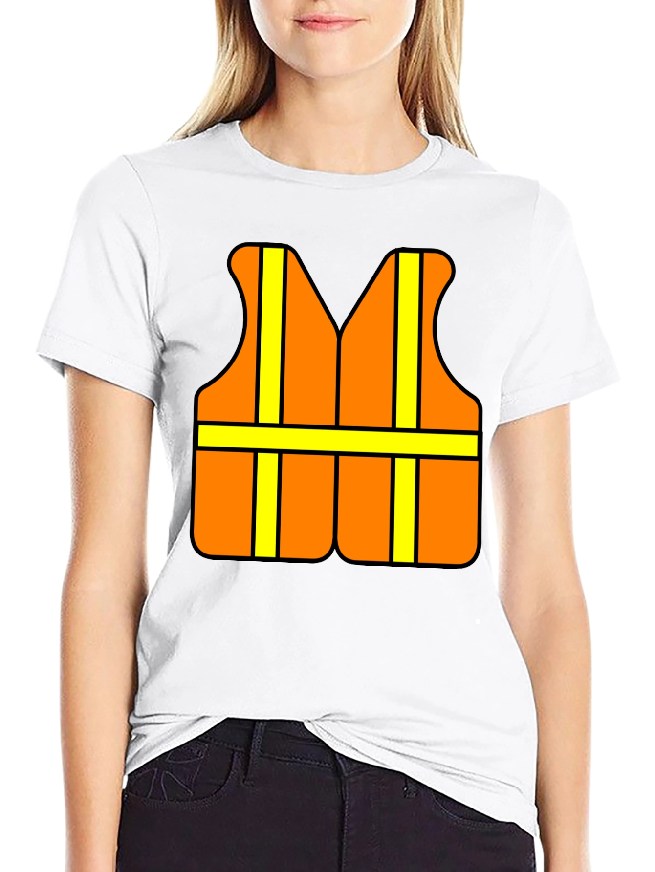 Funny Construction Worker Safety Vest Graphic T-Shirt