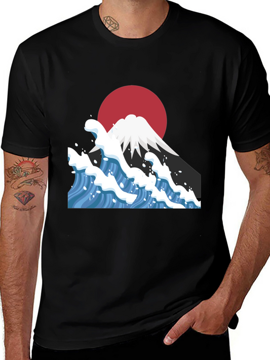 Mount Fuji Wave Graphic Tee - Black