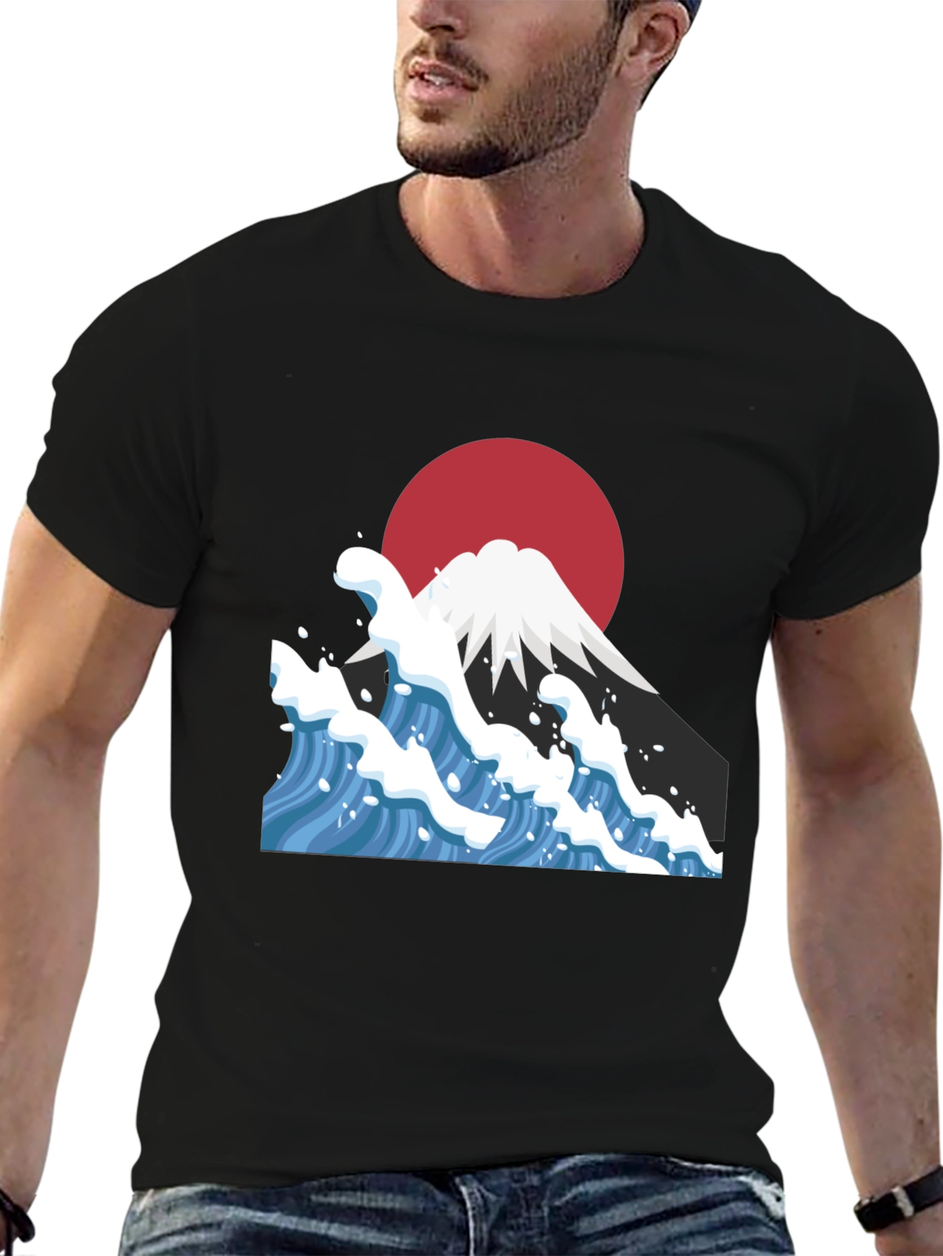 Mount Fuji Wave Graphic Tee - Black