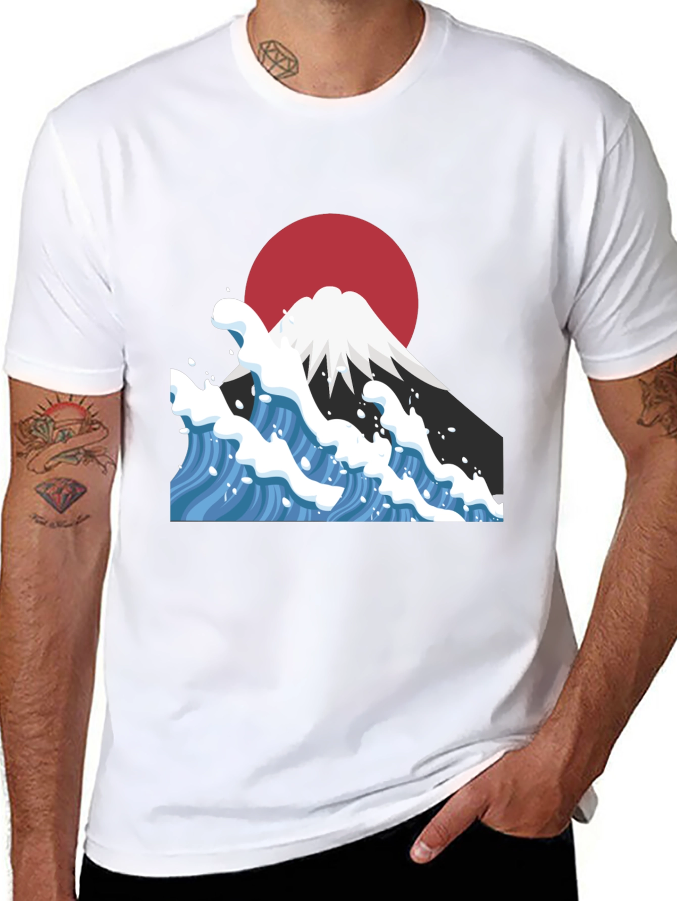 Mount Fuji Wave Graphic Tee - Black