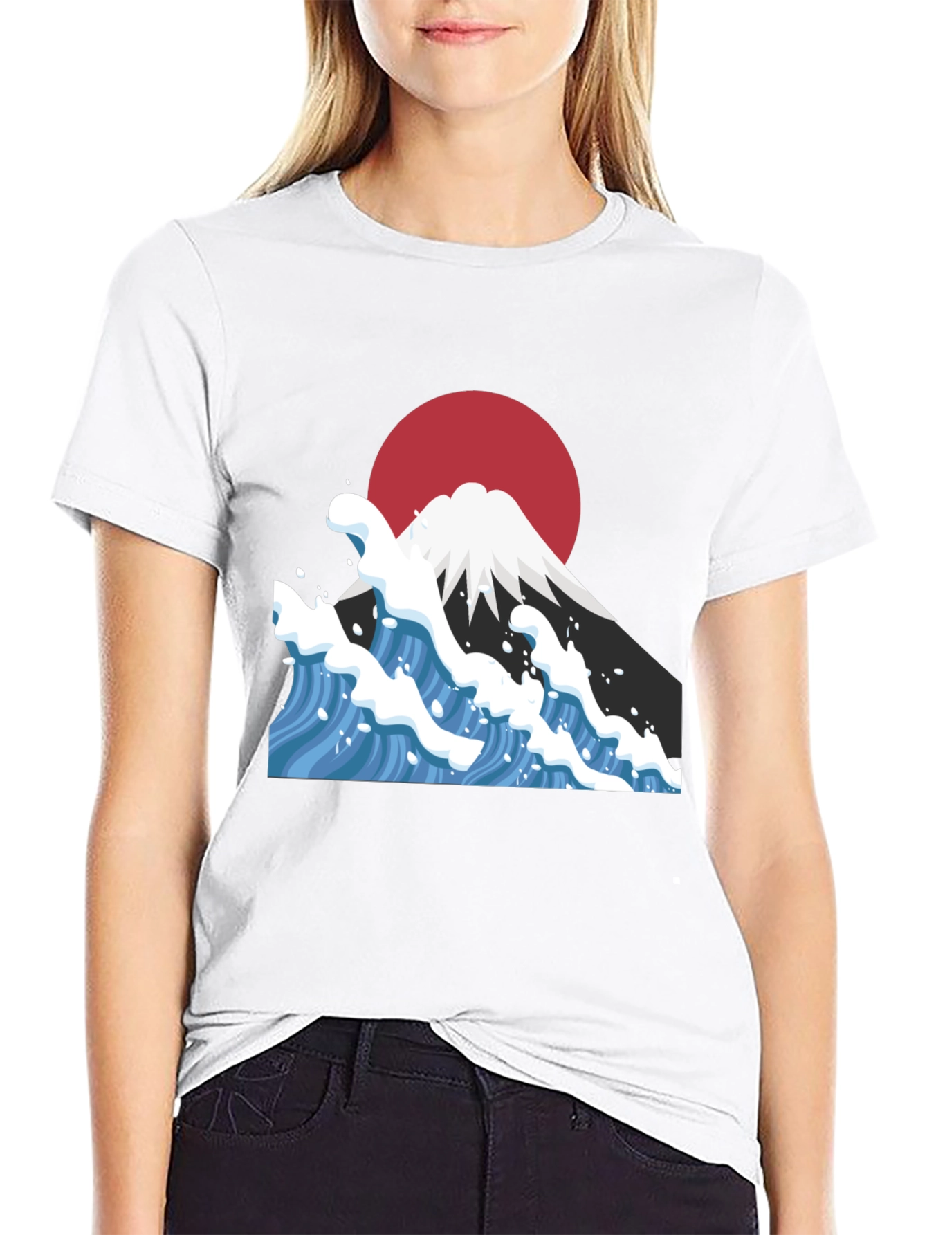Mount Fuji Wave Graphic Tee - Black