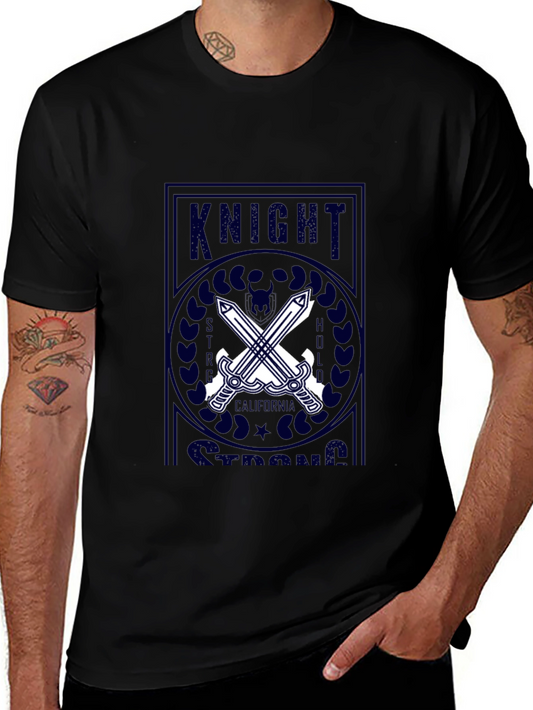 Knight Strong Graphic Print Black T-Shirt