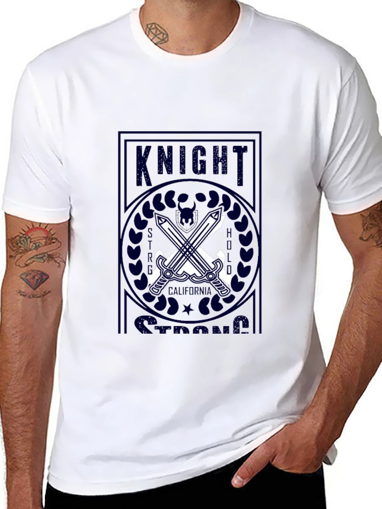 Knight Strong Graphic Print Black T-Shirt