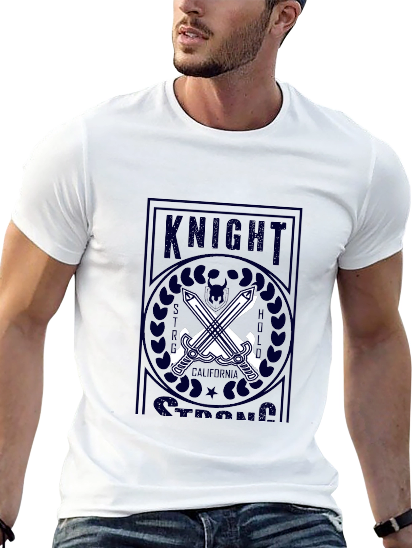 Knight Strong Graphic Print Black T-Shirt