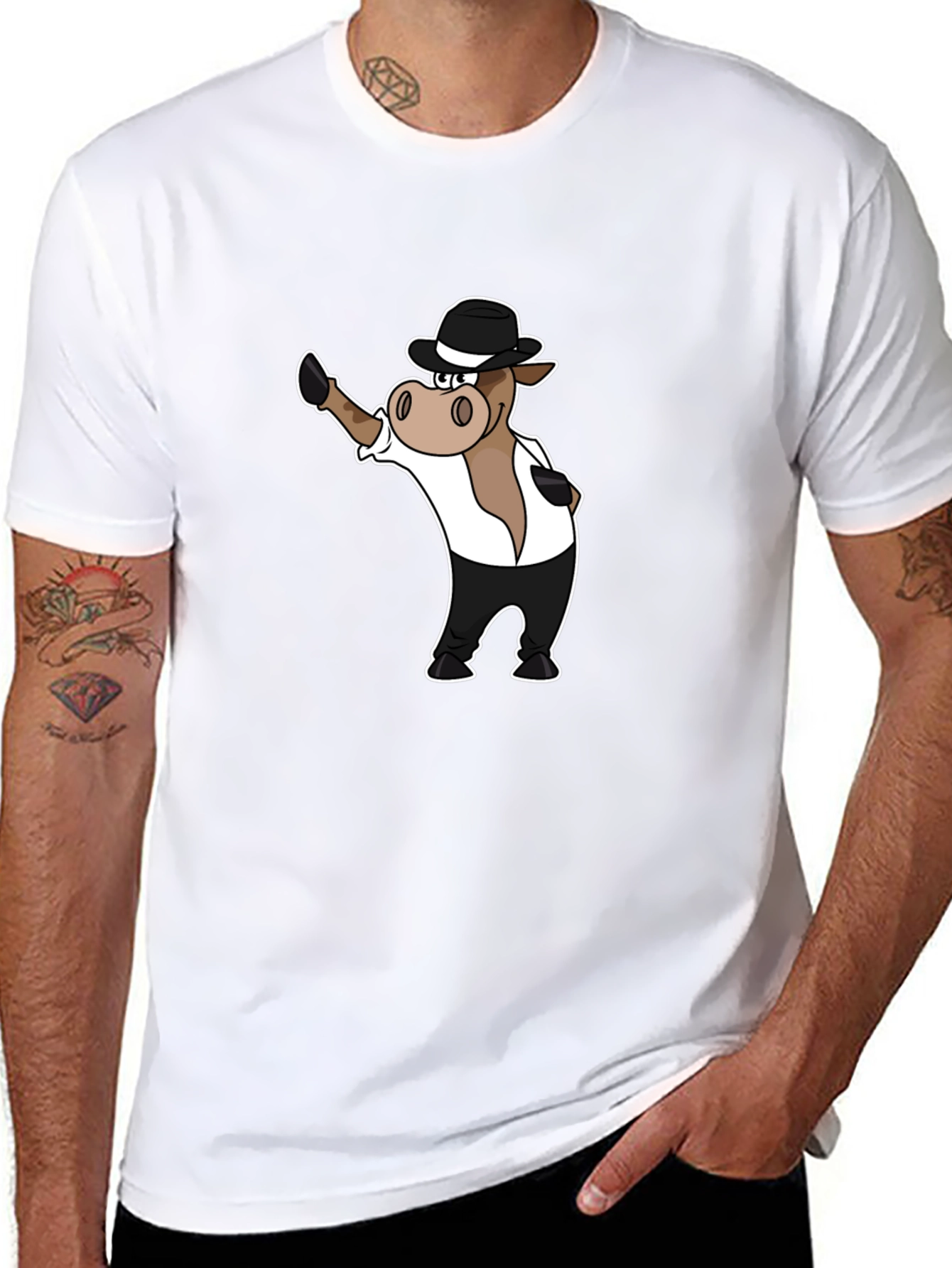 Cool Cartoon Horse in Hat Graphic T-Shirt