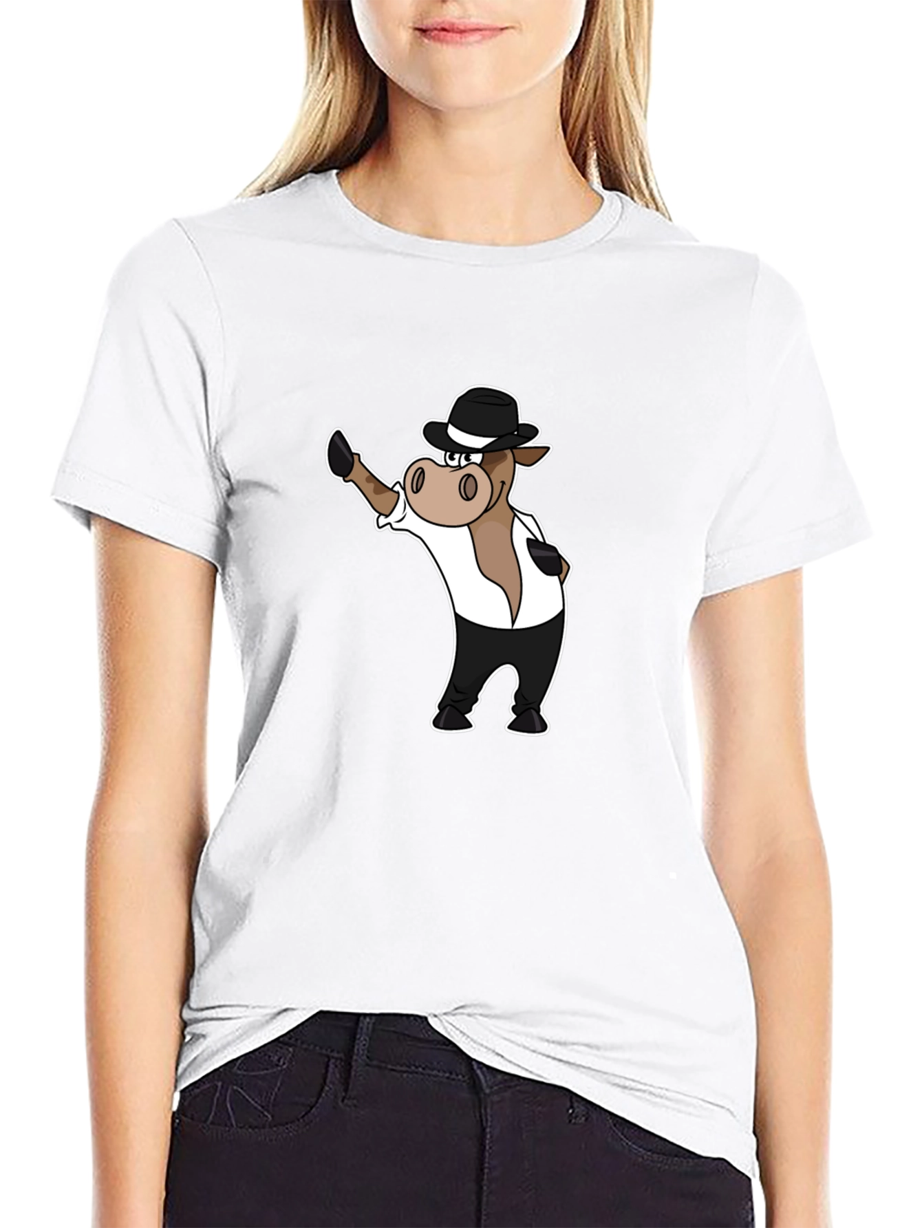 Cool Cartoon Horse in Hat Graphic T-Shirt