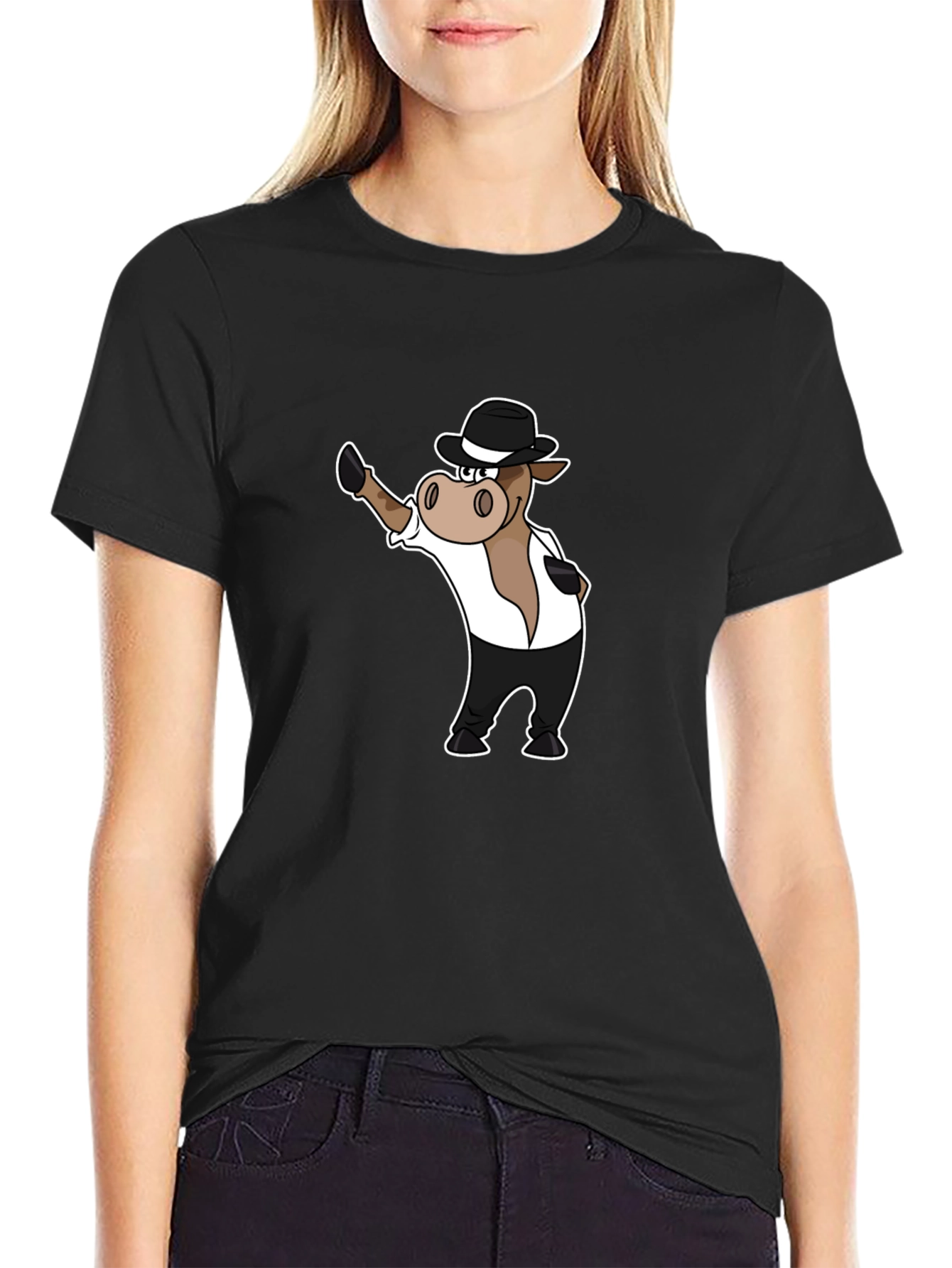 Cool Cartoon Horse in Hat Graphic T-Shirt