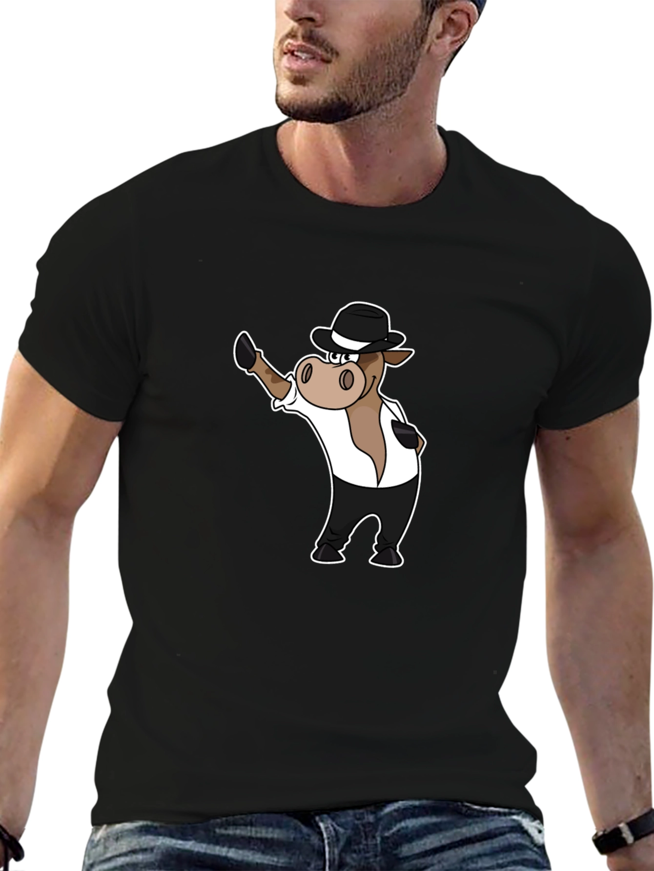 Cool Cartoon Horse in Hat Graphic T-Shirt