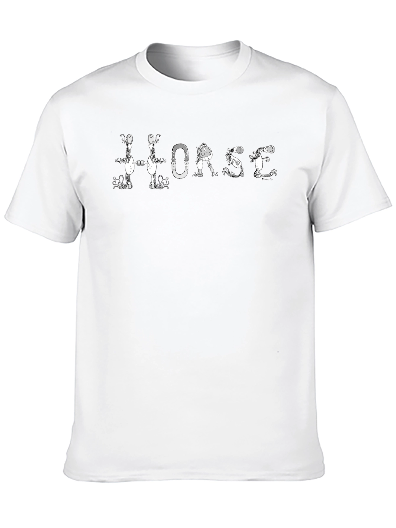 Horse Letter Graphic Black Tee Shirt