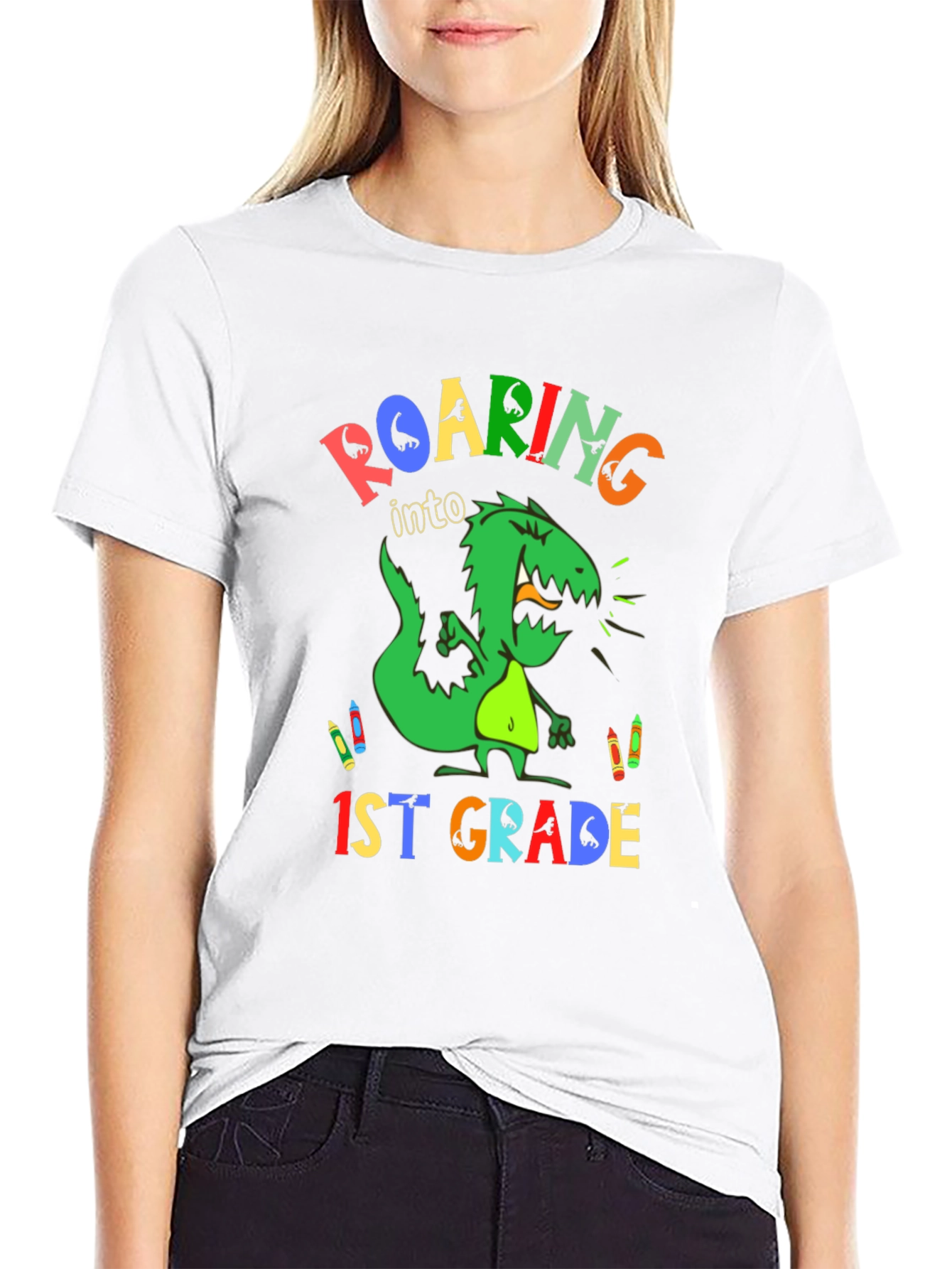 Roaring into 1st Grade Dinosaur T-Shirt