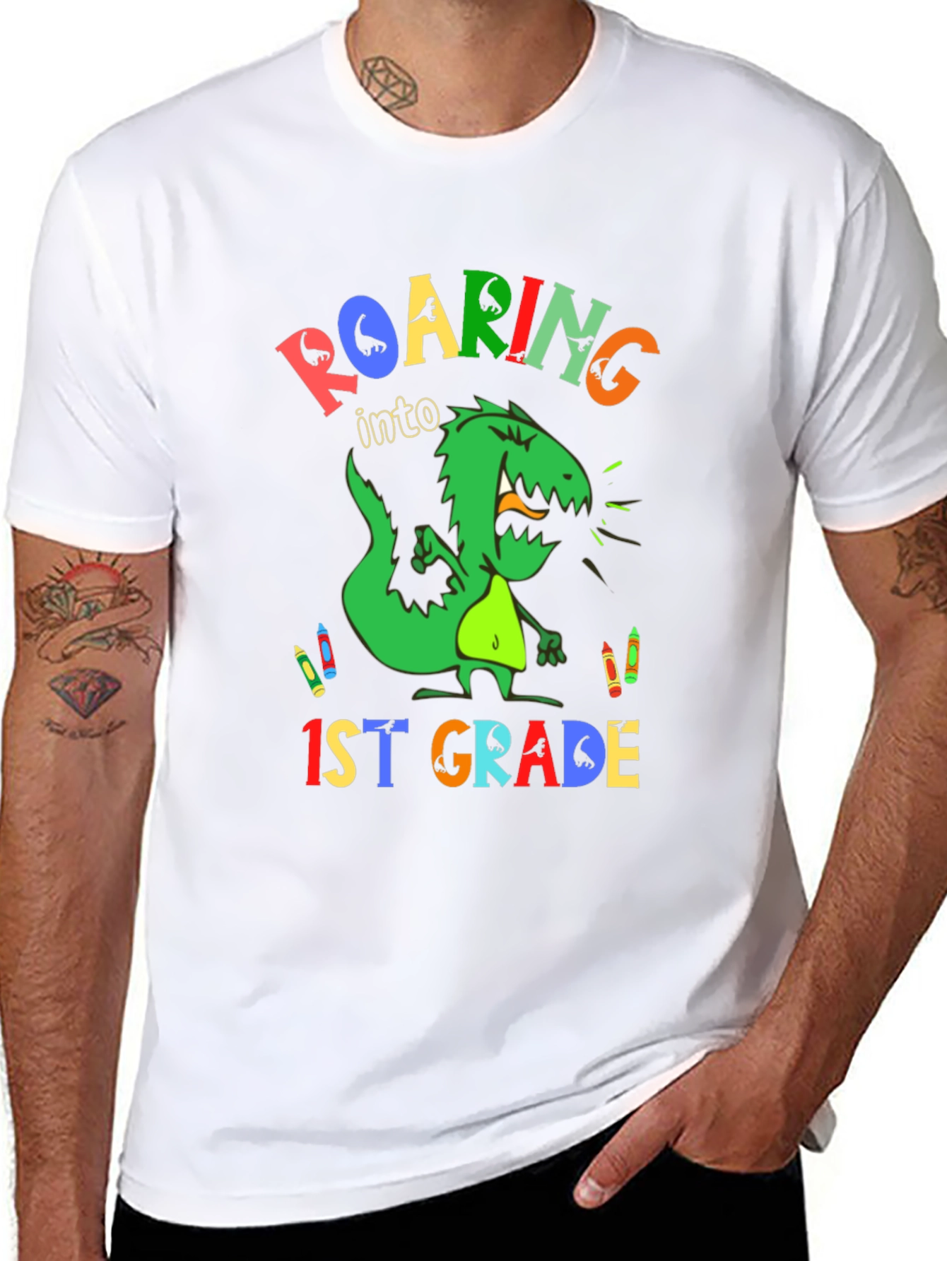 Roaring into 1st Grade Dinosaur T-Shirt