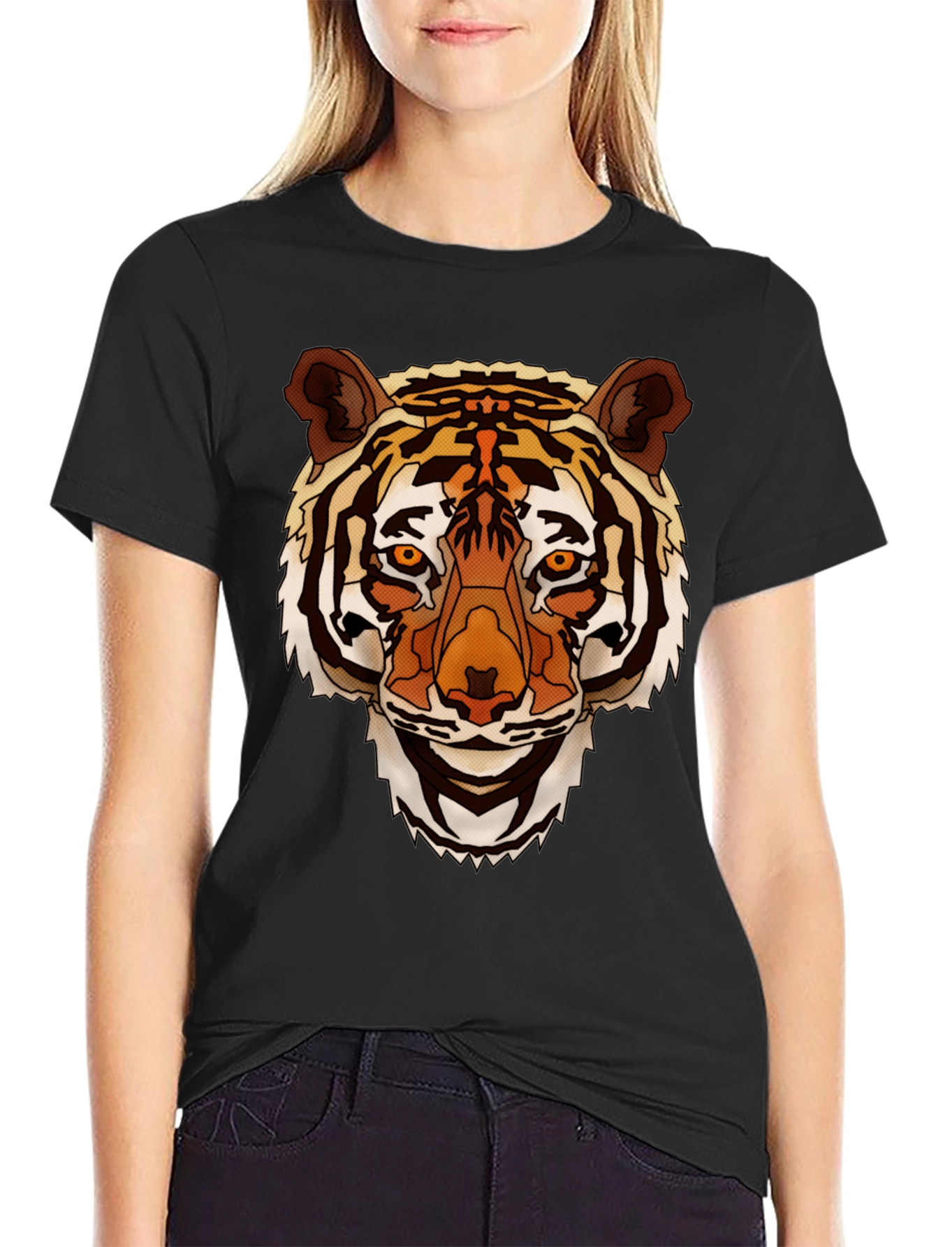 Tiger Graphic Print Mens Black T-Shirt