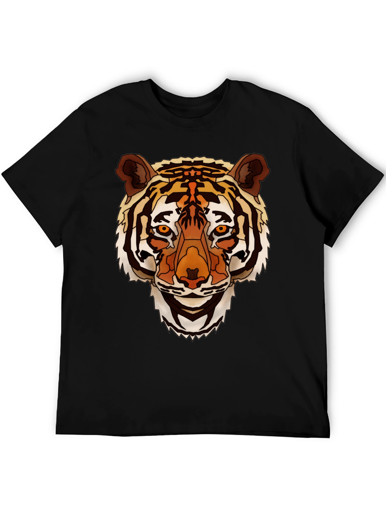 Tiger Graphic Print Mens Black T-Shirt