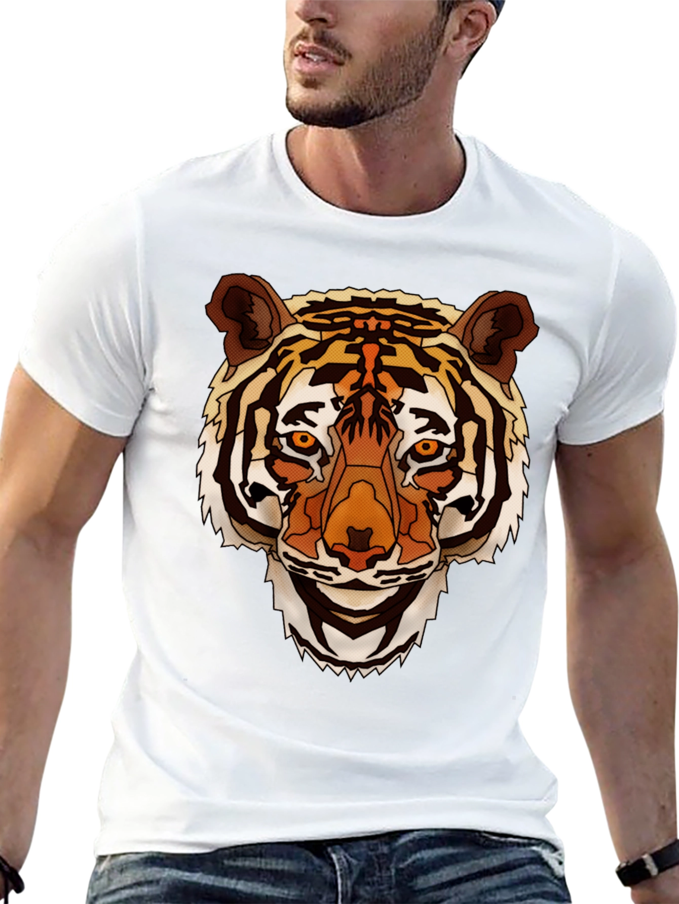 Tiger Graphic Print Mens Black T-Shirt