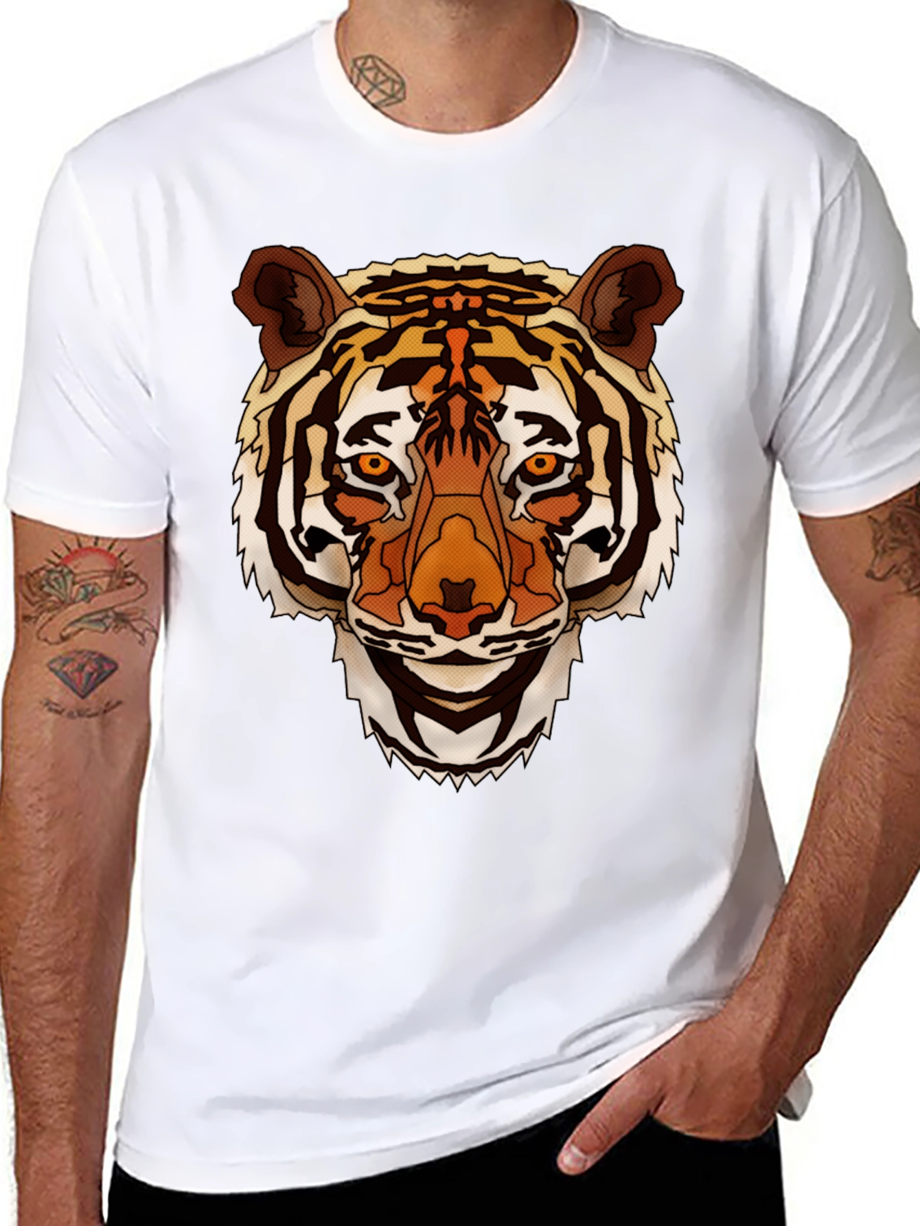 Tiger Graphic Print Mens Black T-Shirt