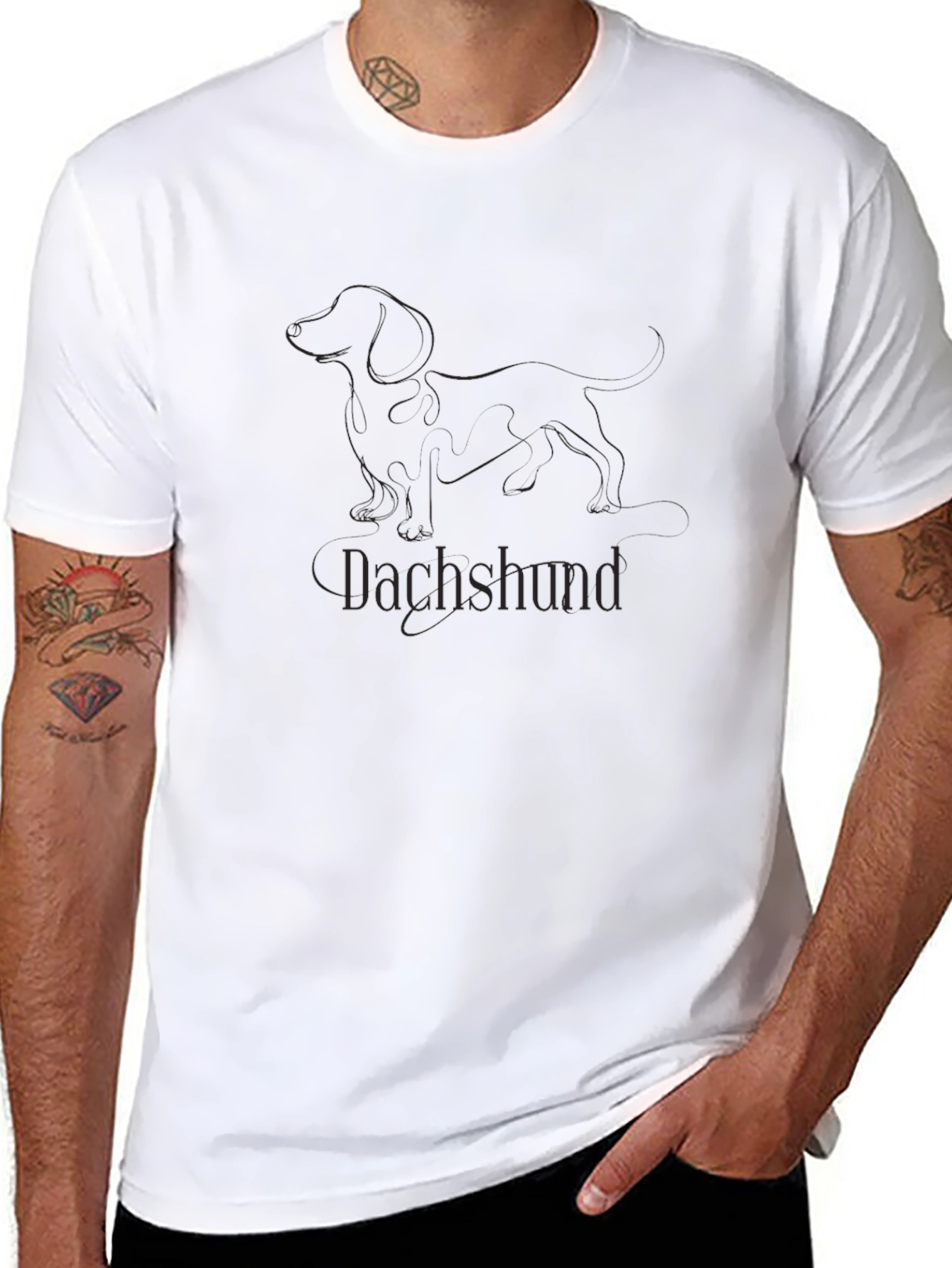 Dachshund Silhouette Black Tee