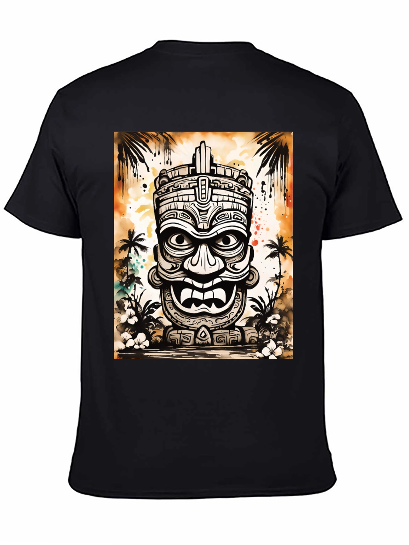 Hawaiian Tiki Mask Graphic Tee - Island Style