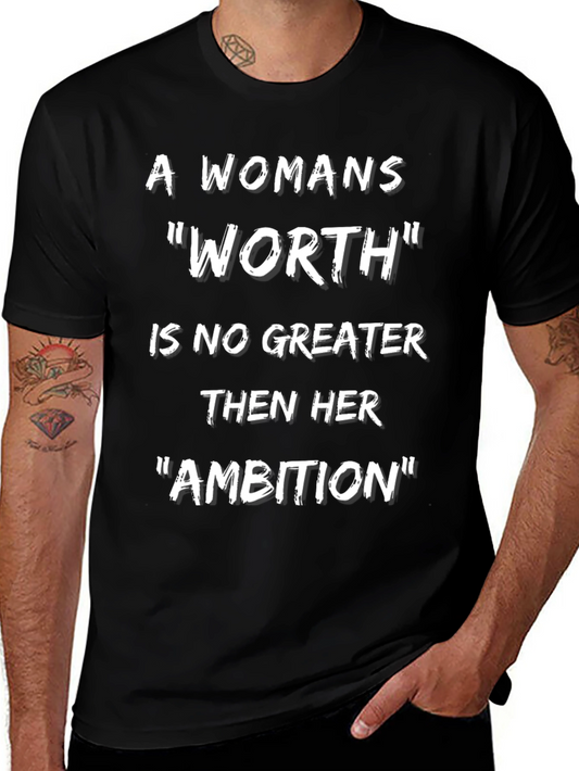 Womans Worth Ambition Black Graphic T-Shirt