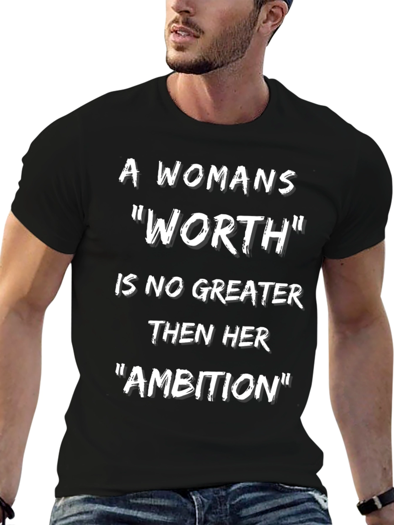Womans Worth Ambition Black Graphic T-Shirt