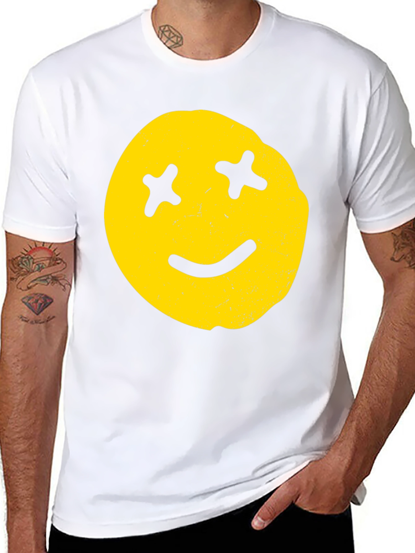 Distressed Smiley Face Graphic Tee