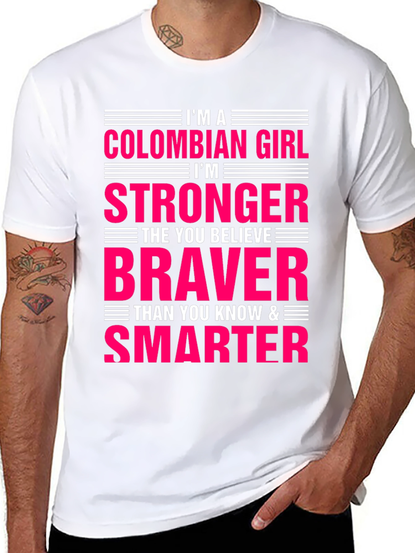 Colombian Girl Strong Braver Smarter Graphic T-Shirt