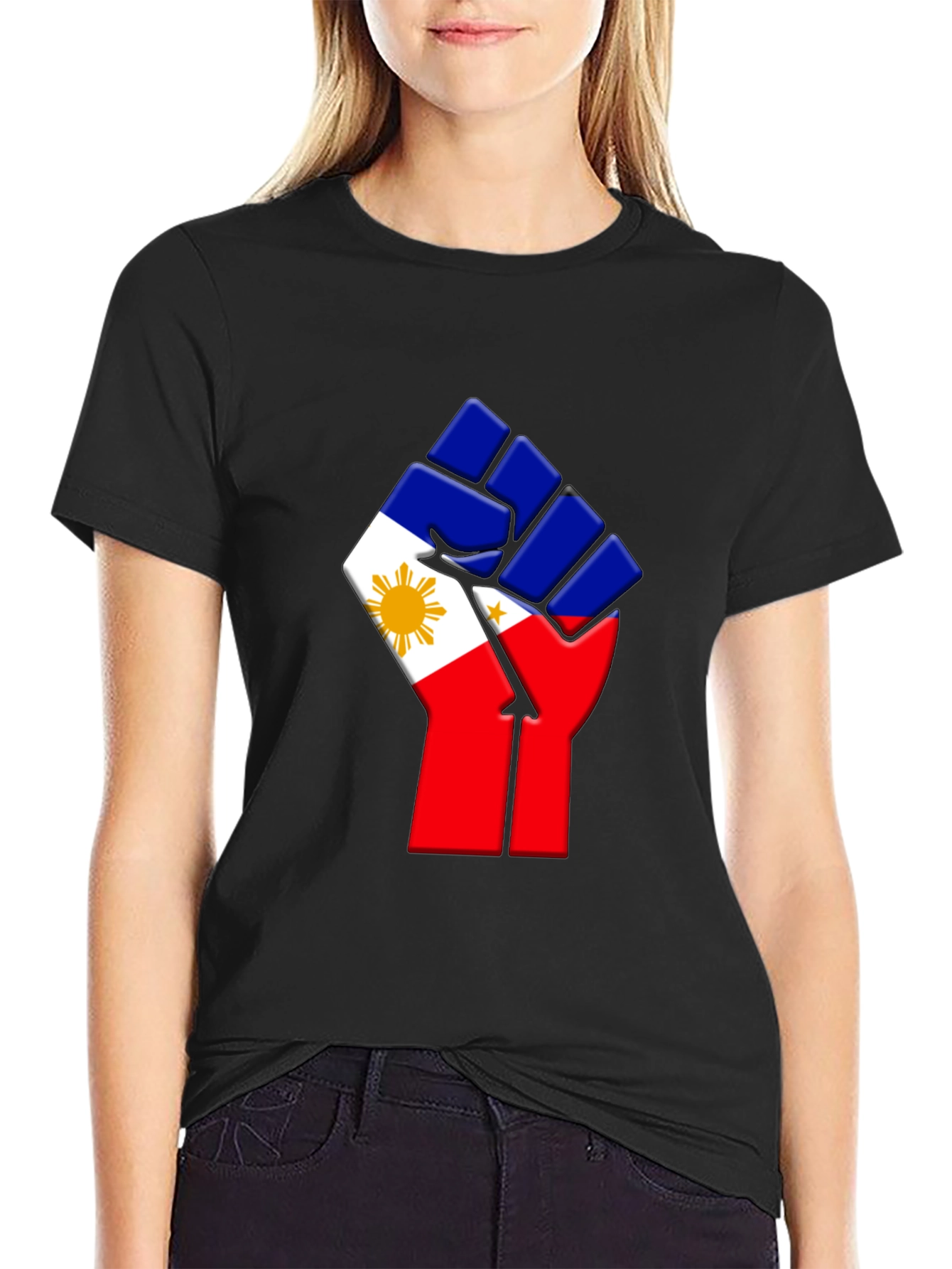 Philippine Flag Fist T-Shirt - Black