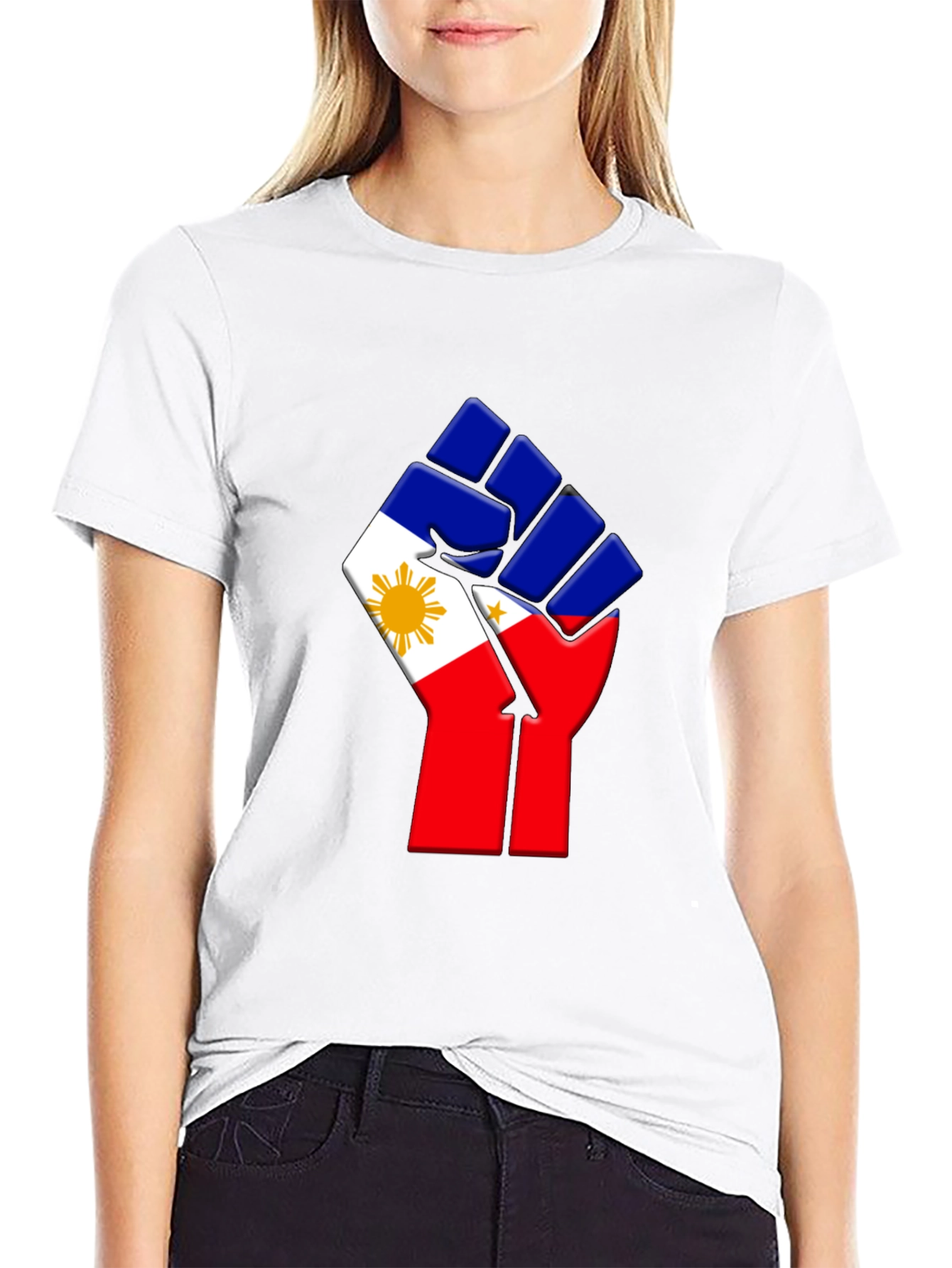Philippine Flag Fist T-Shirt - Black