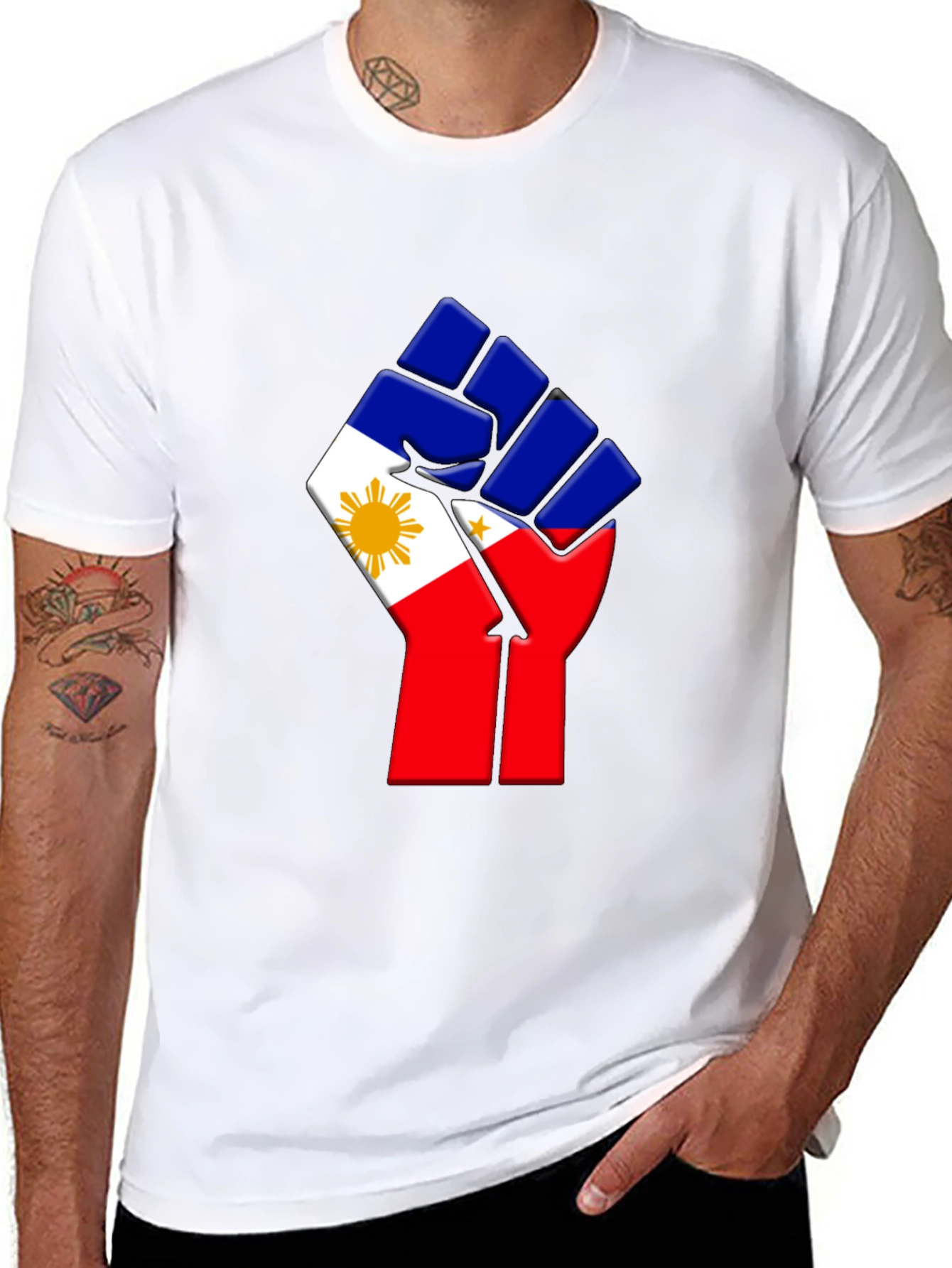 Philippine Flag Fist T-Shirt - Black