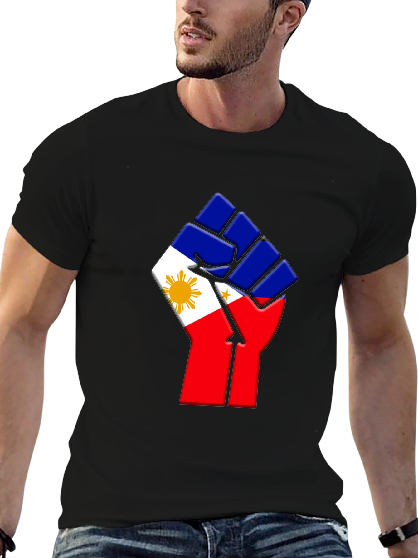 Philippine Flag Fist T-Shirt - Black