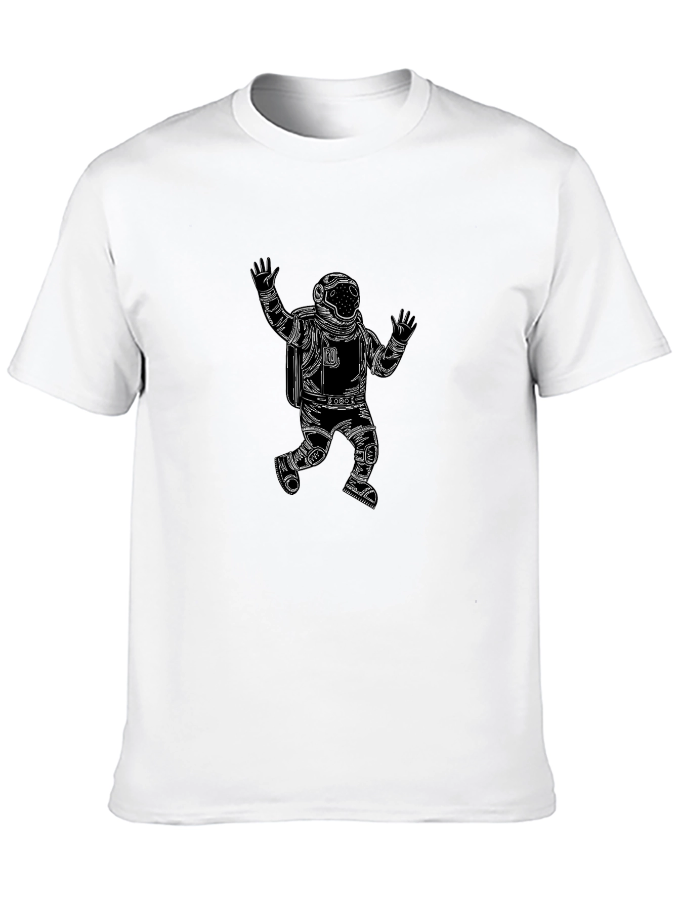 Astronaut Graphic T-Shirt - Classic Black Crew Neck Tee
