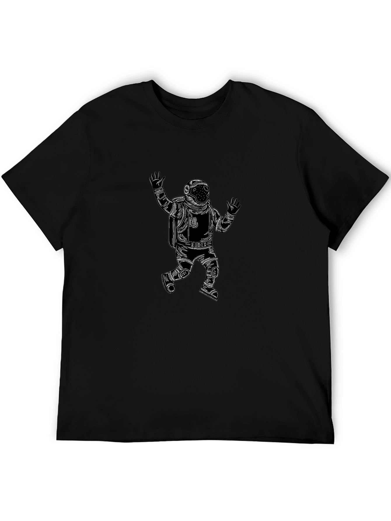 Astronaut Graphic T-Shirt - Classic Black Crew Neck Tee