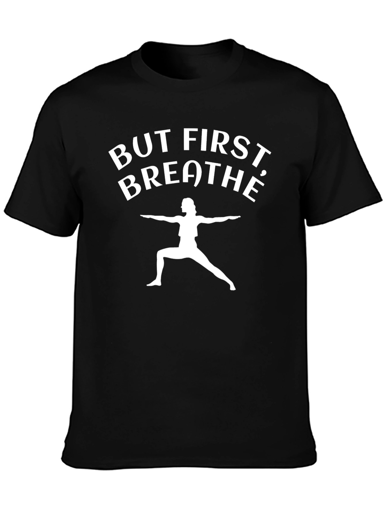 But First Breathe Yoga Black Graphic T-Shirt