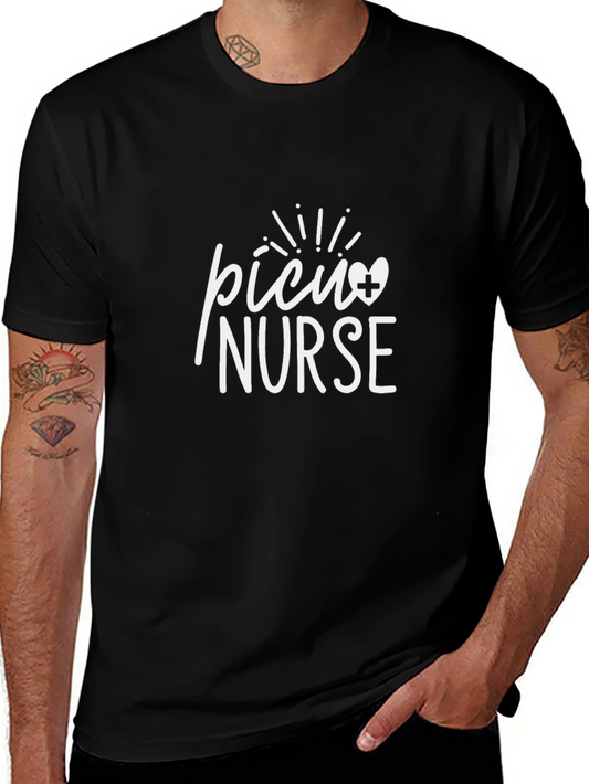 PICU Nurse Graphic T-Shirt - Black Cotton Tee