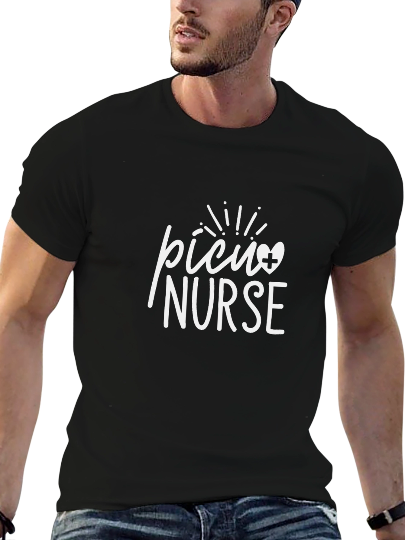 PICU Nurse Graphic T-Shirt - Black Cotton Tee
