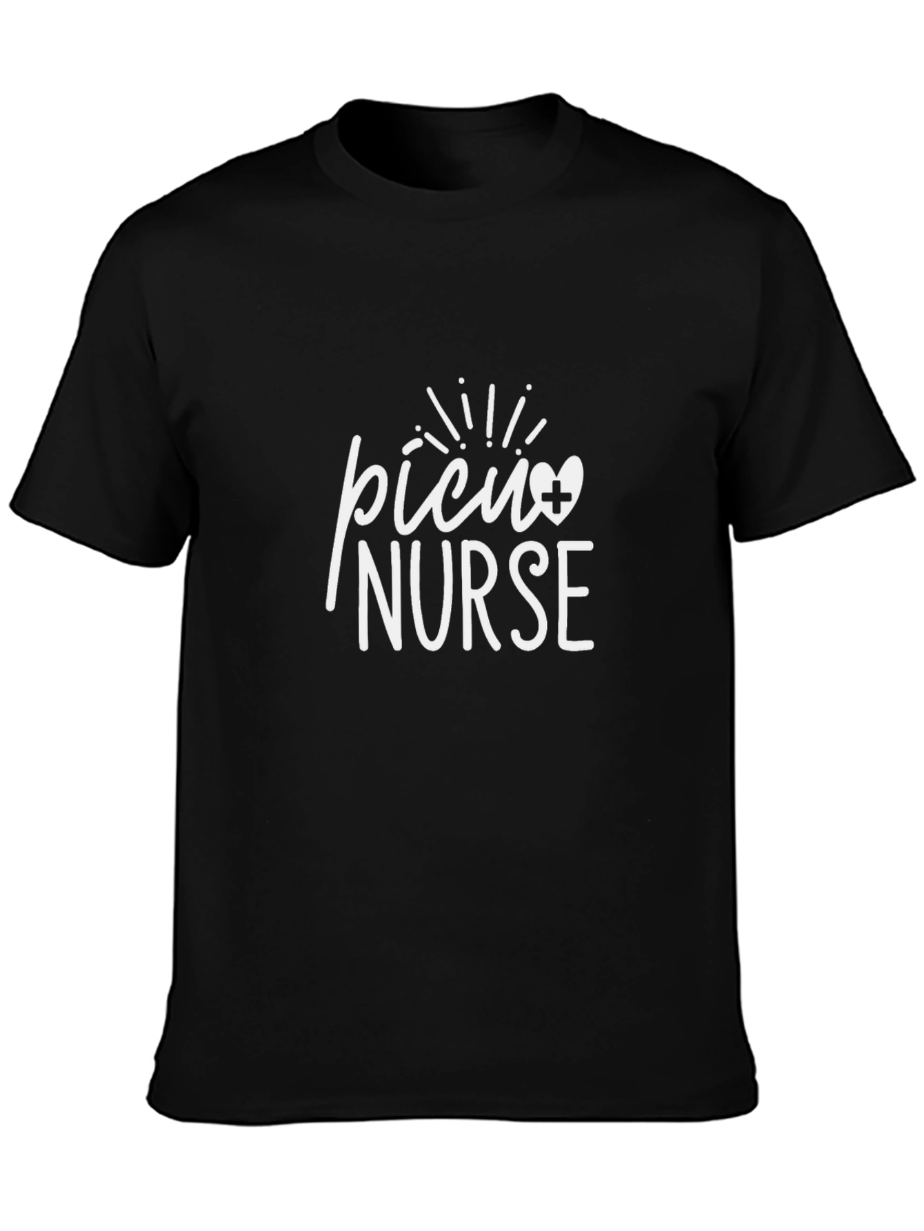 PICU Nurse Graphic T-Shirt - Black Cotton Tee