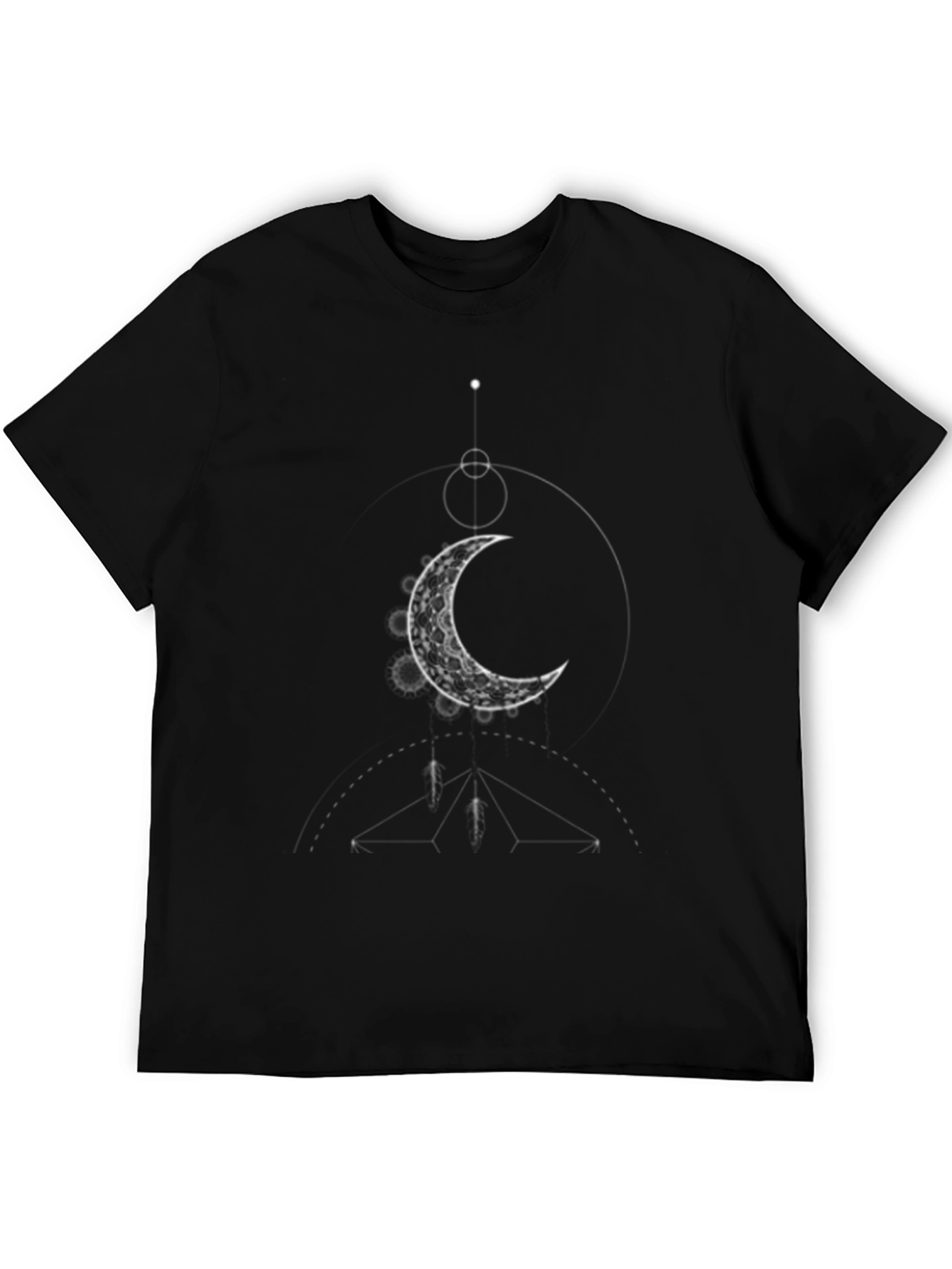 Geometric Moon Graphic Black T-Shirt