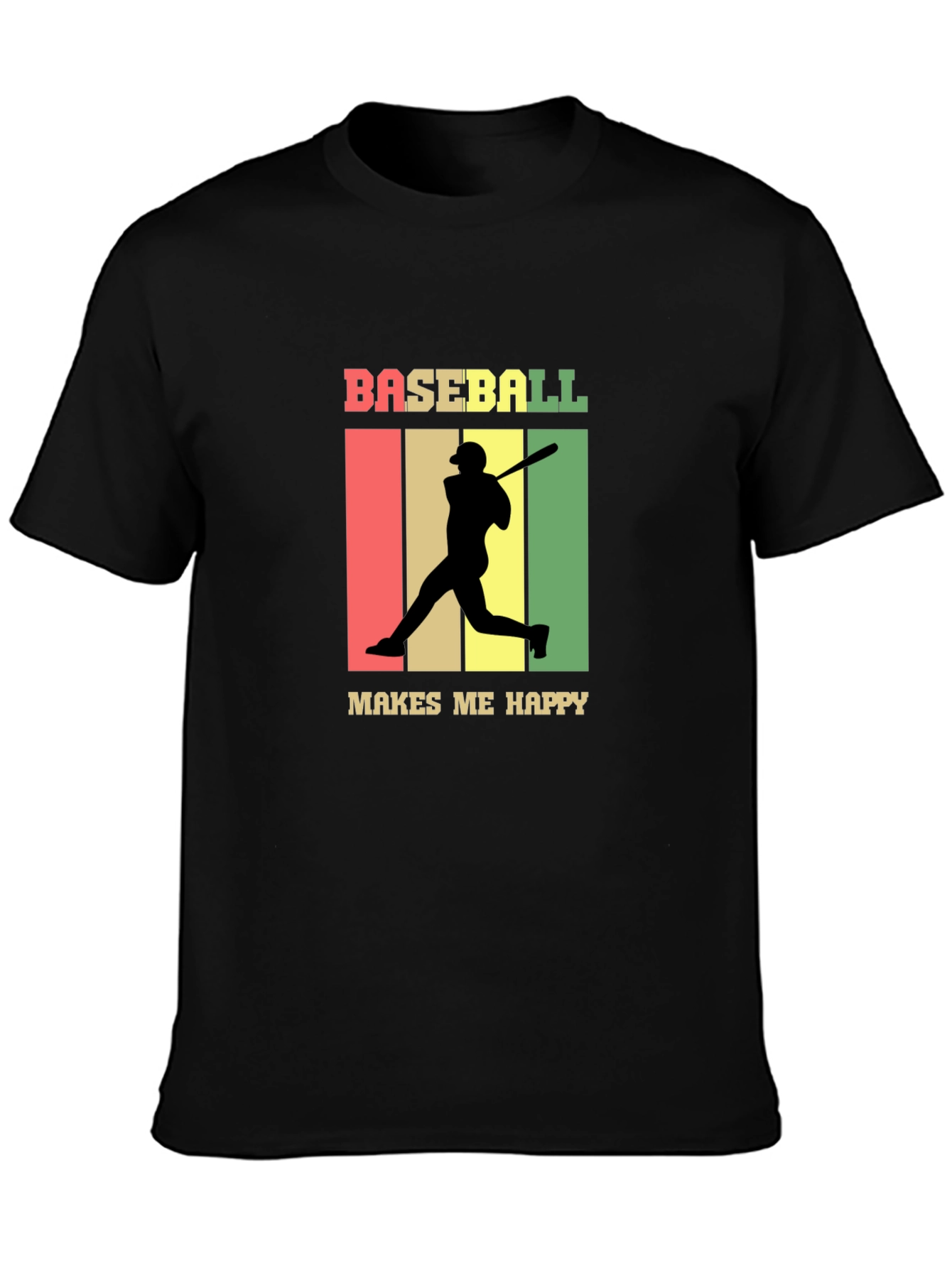 Baseball Makes Me Happy Retro Style T-Shirt