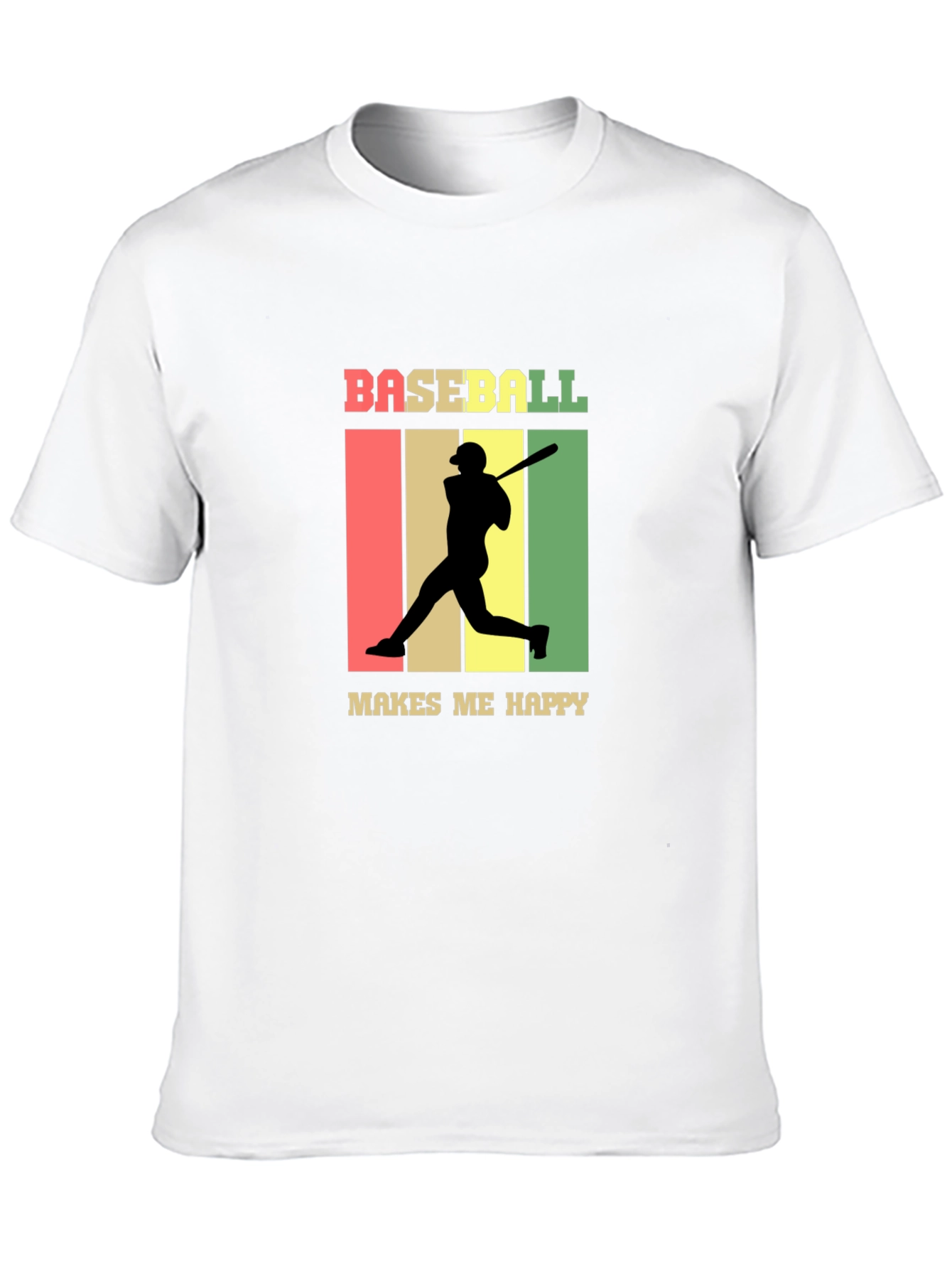 Baseball Makes Me Happy Retro Style T-Shirt