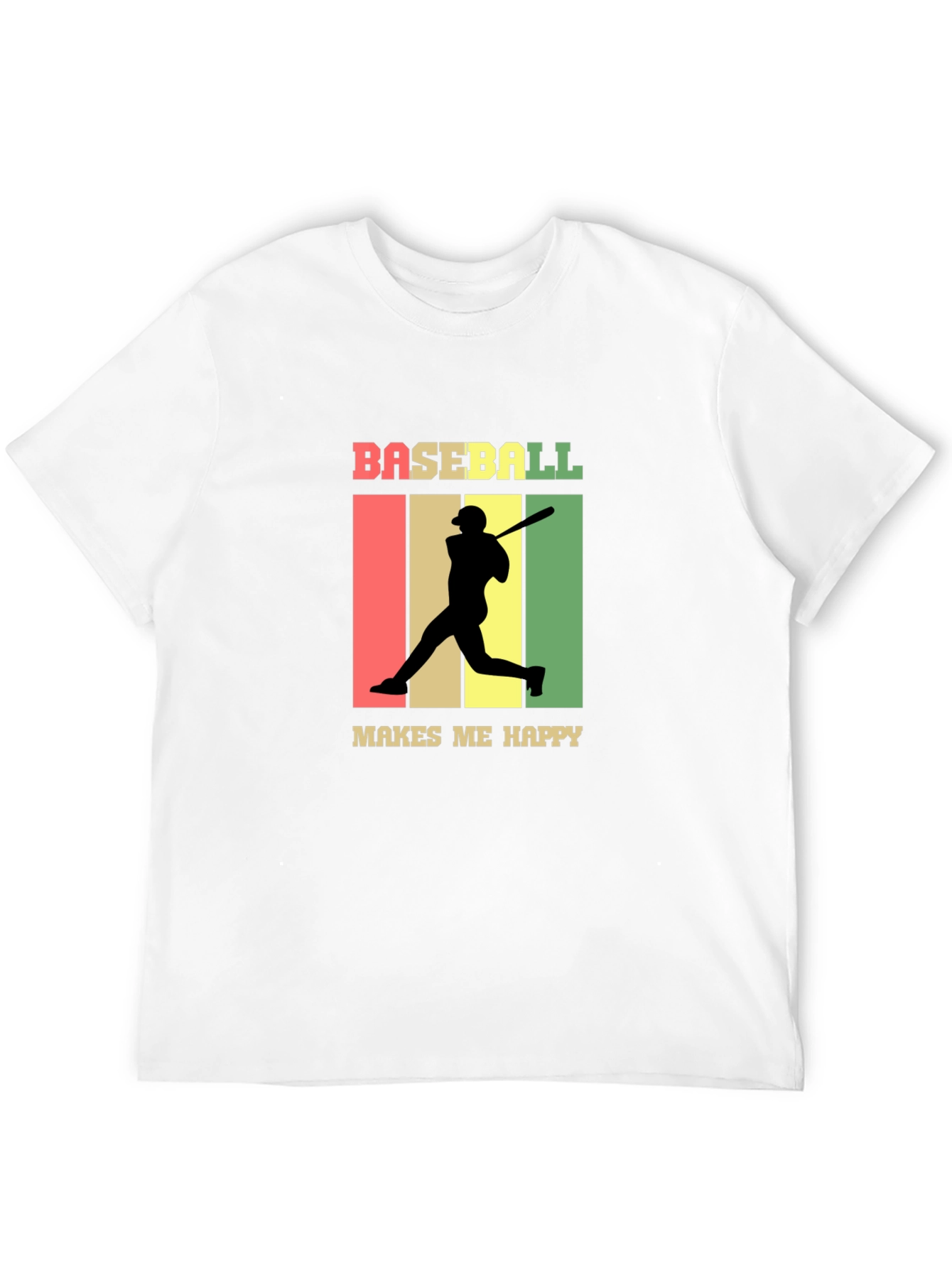 Baseball Makes Me Happy Retro Style T-Shirt